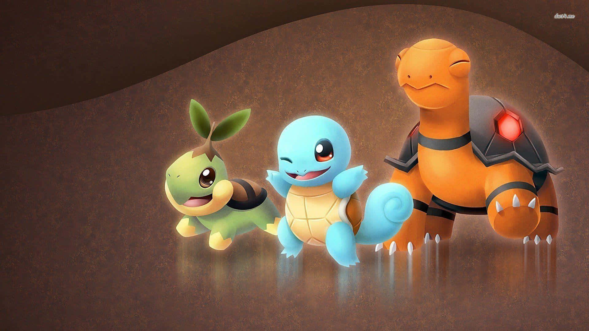 Torkoal With Squirtle And Turtwig Background