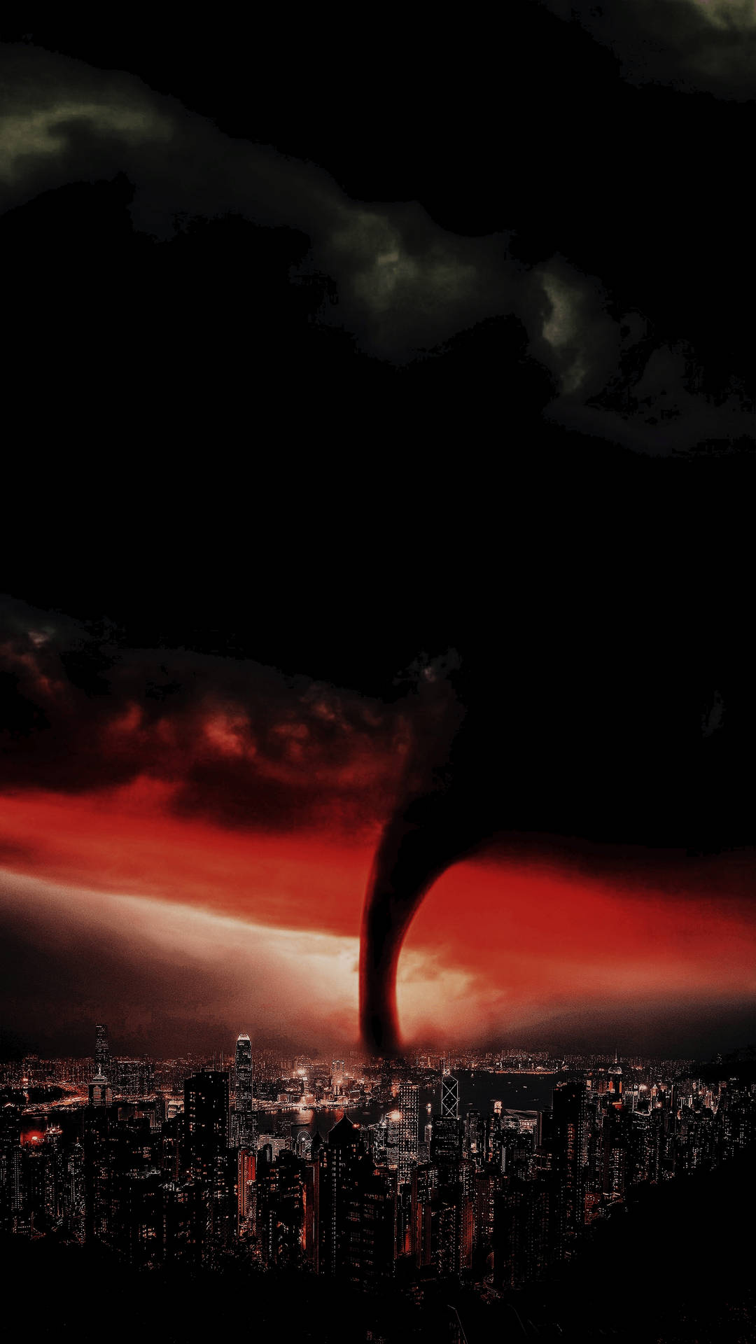 Tornado In City Oled Iphone Background
