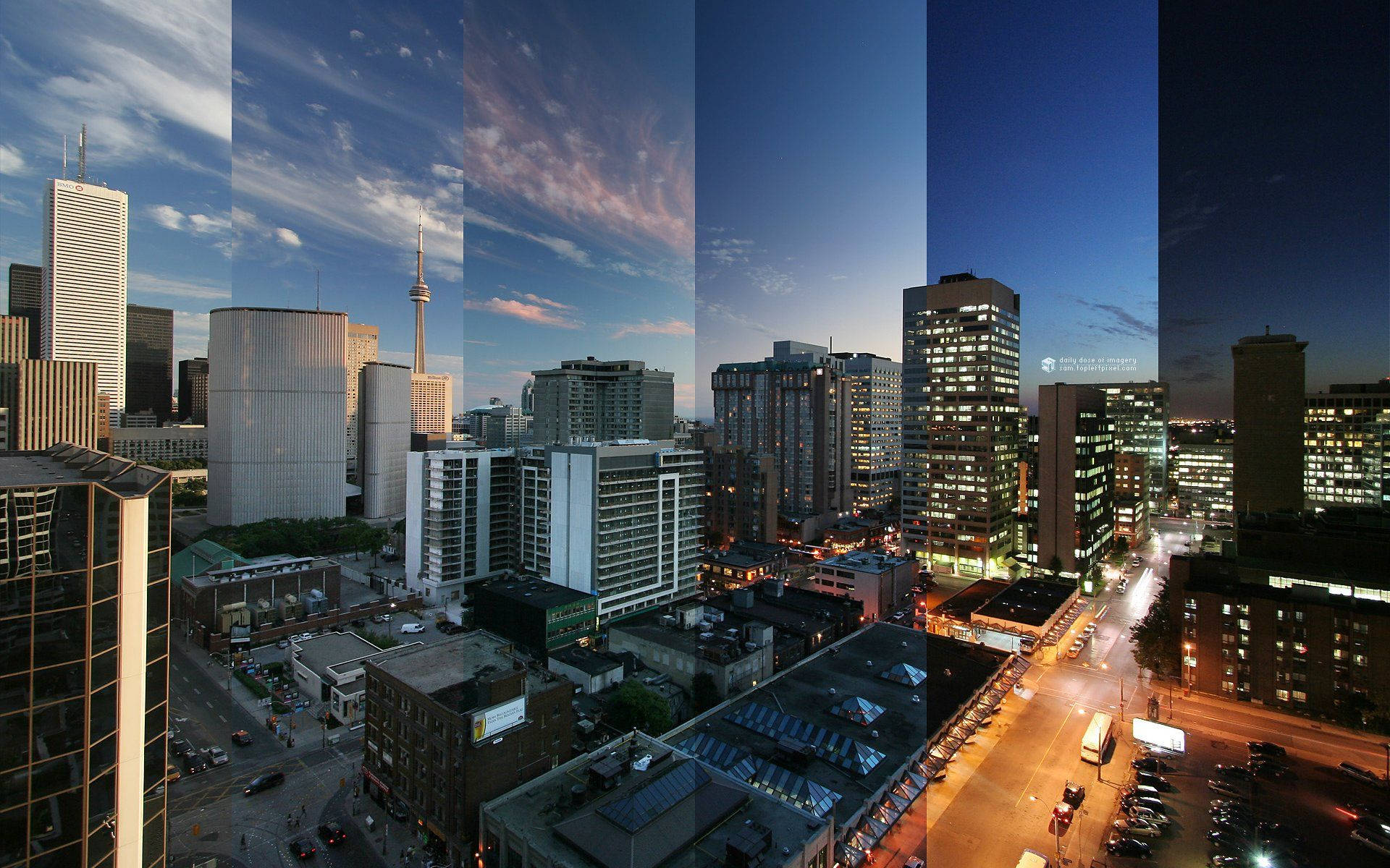 Toronto Cityscape Illuminated At Night Background