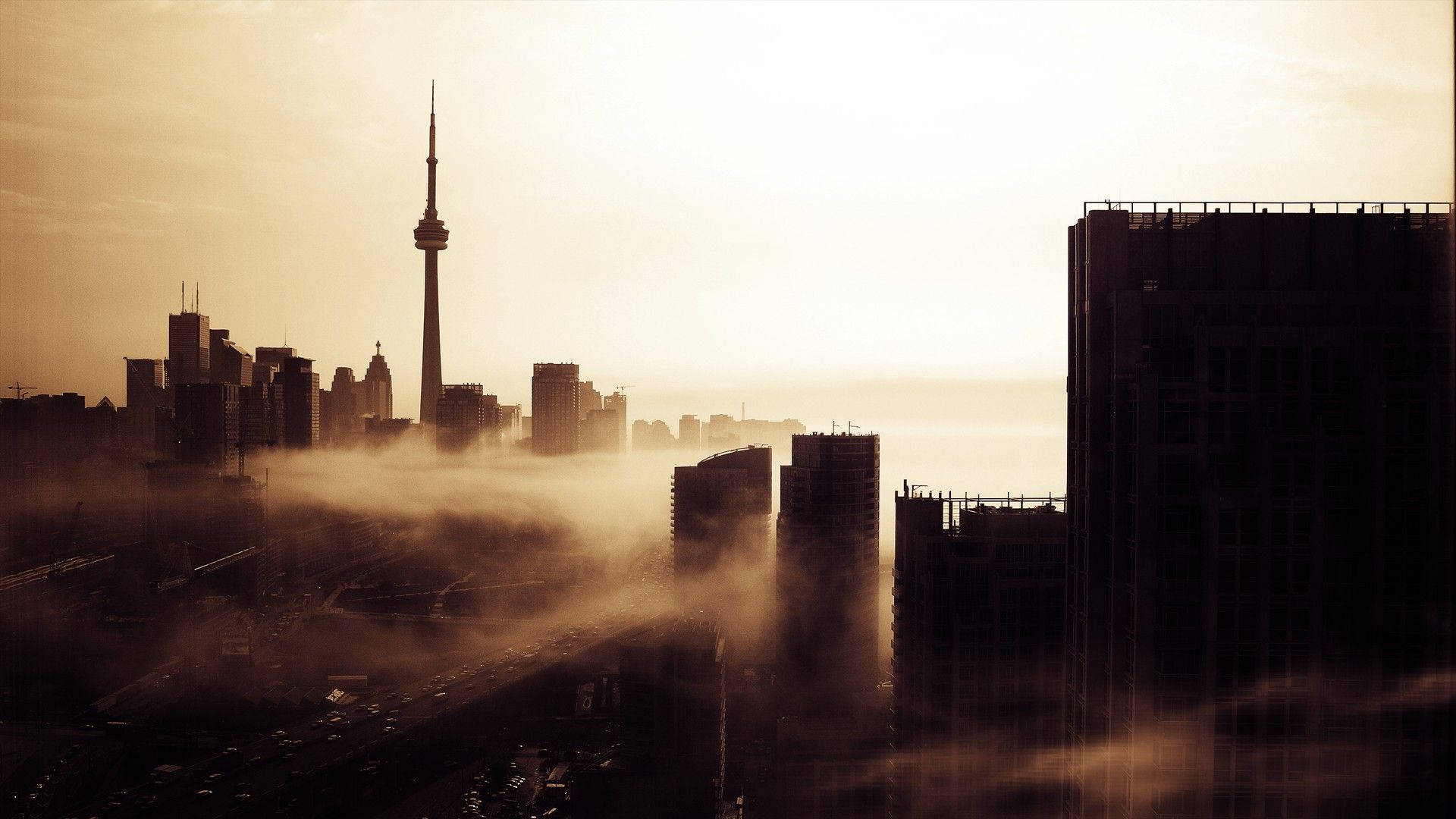 Toronto In A Smoky Scene Background