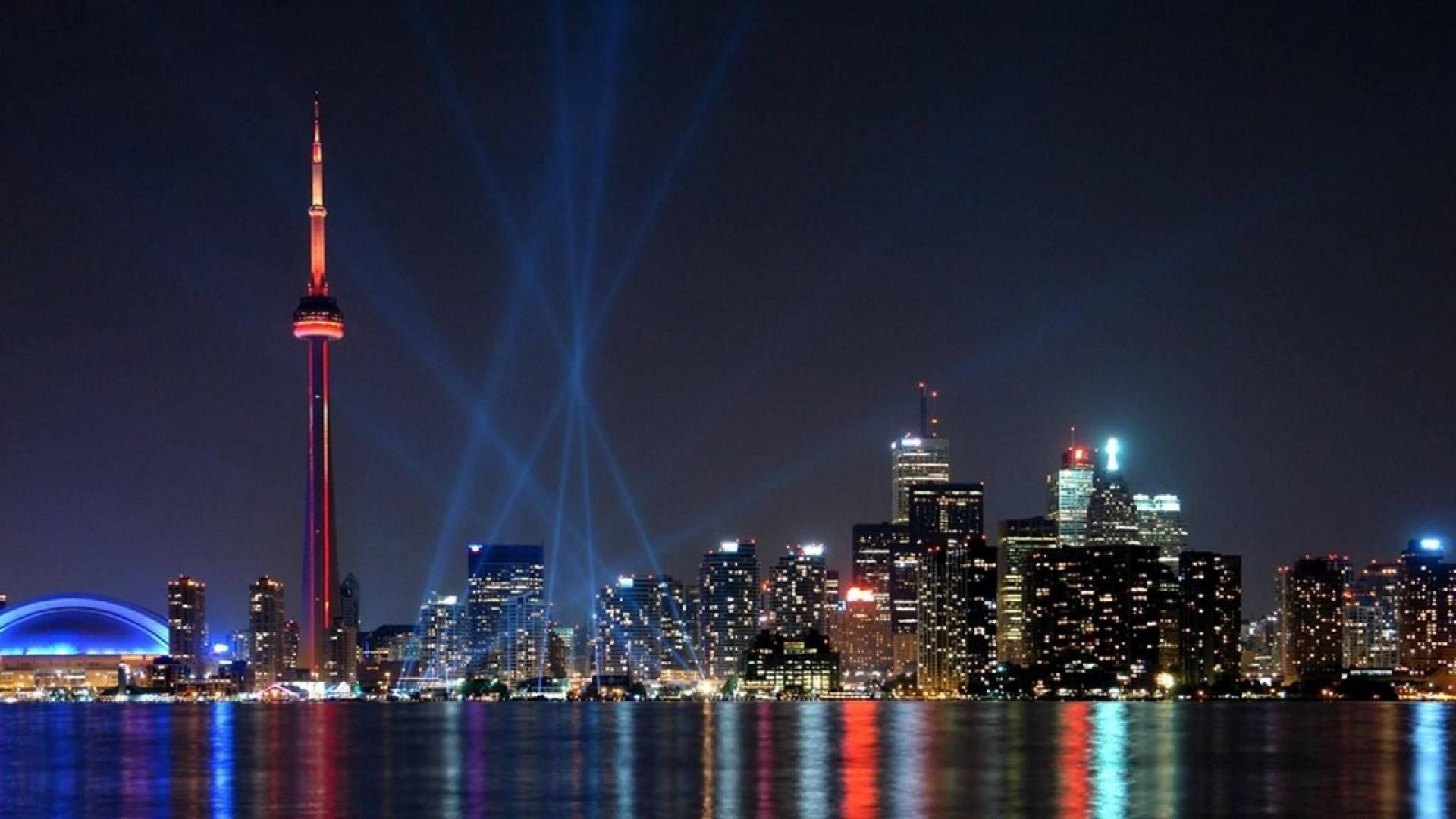 Toronto Skyline At Night Background