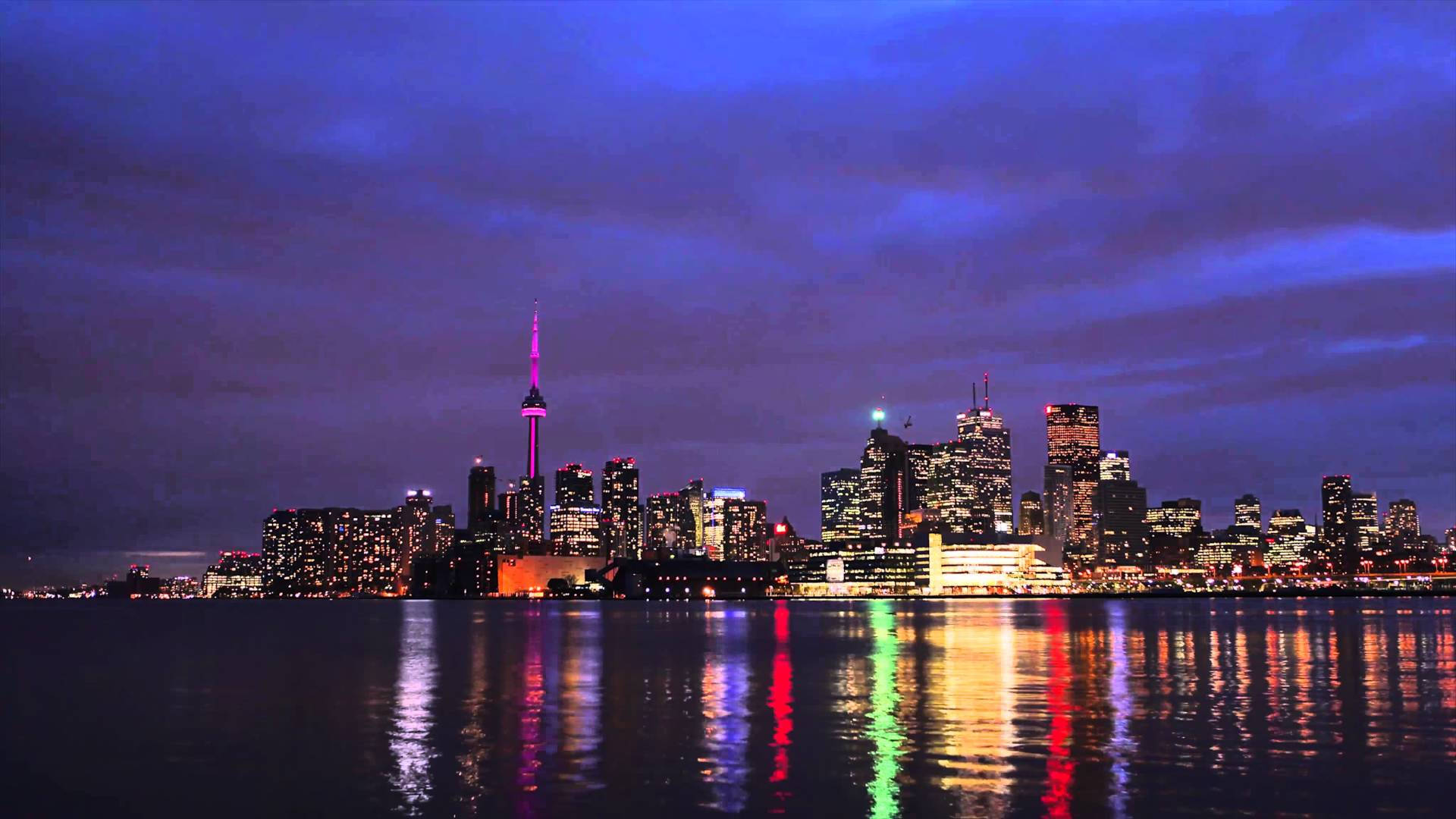Toronto With Colorful City Lights