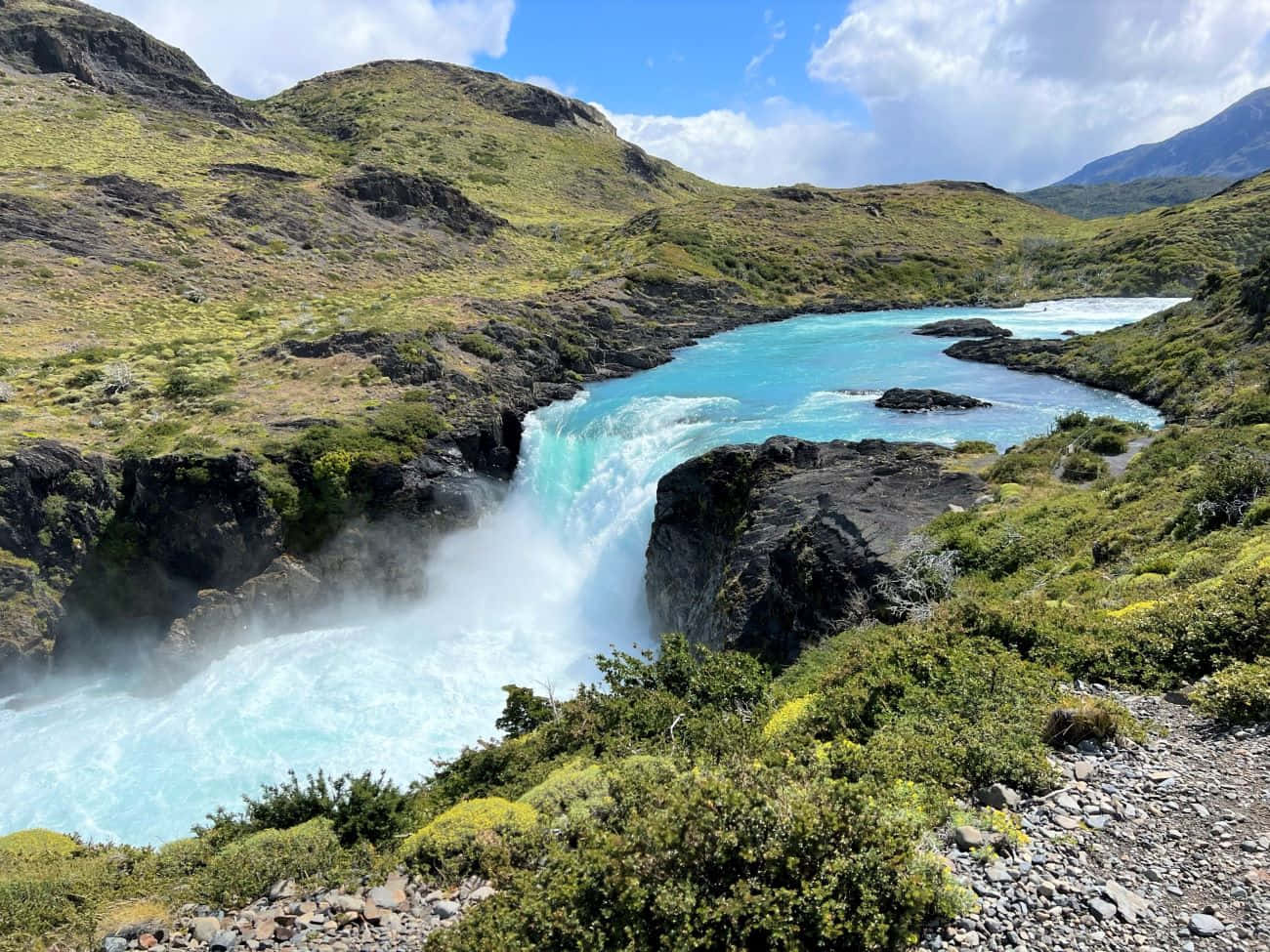 Torres Del Paine Waterfalland River Background