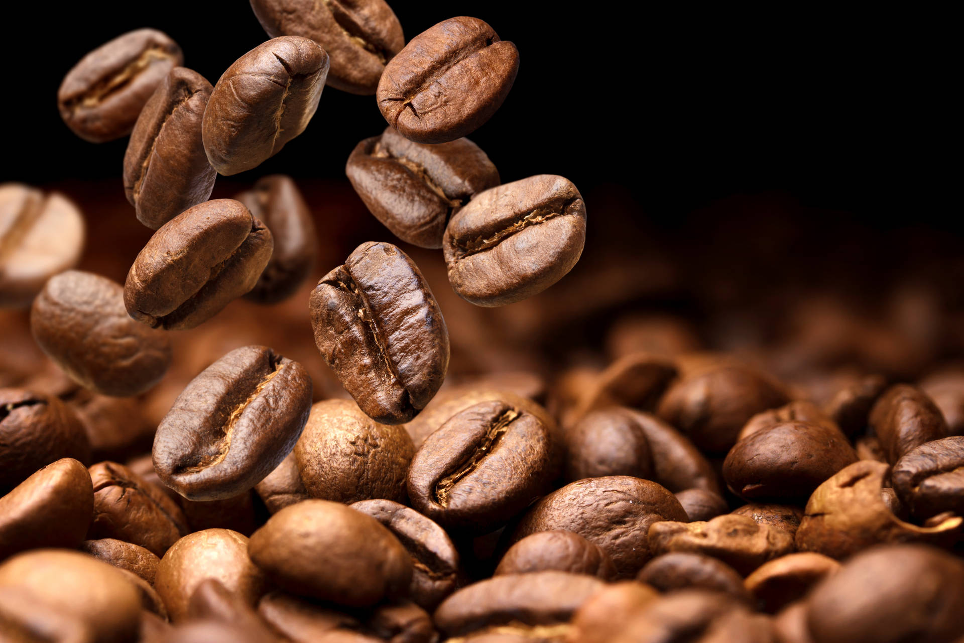 Tossed Coffee Beans Background