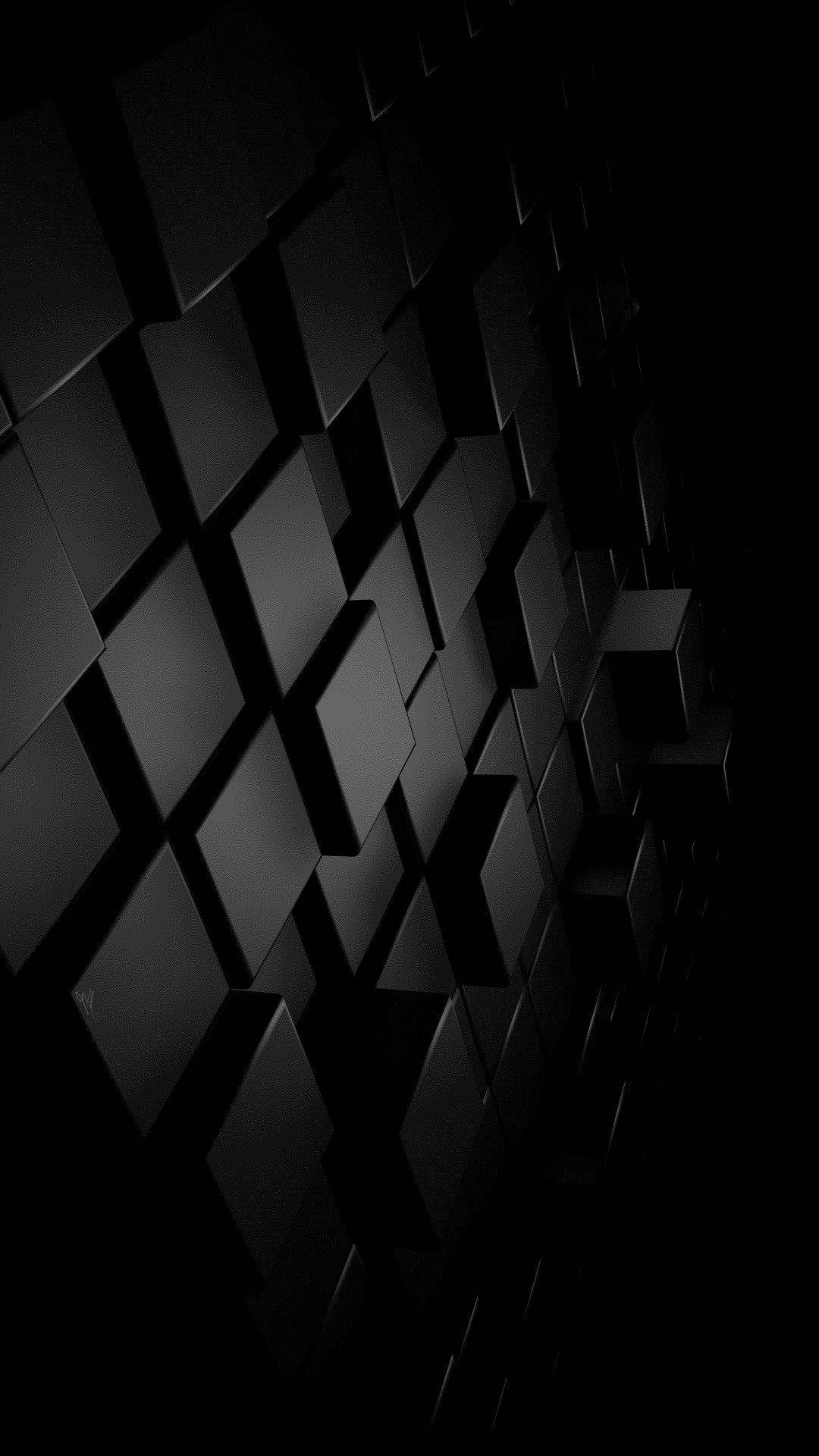 Total Black 3d Stack Of Blocks Background