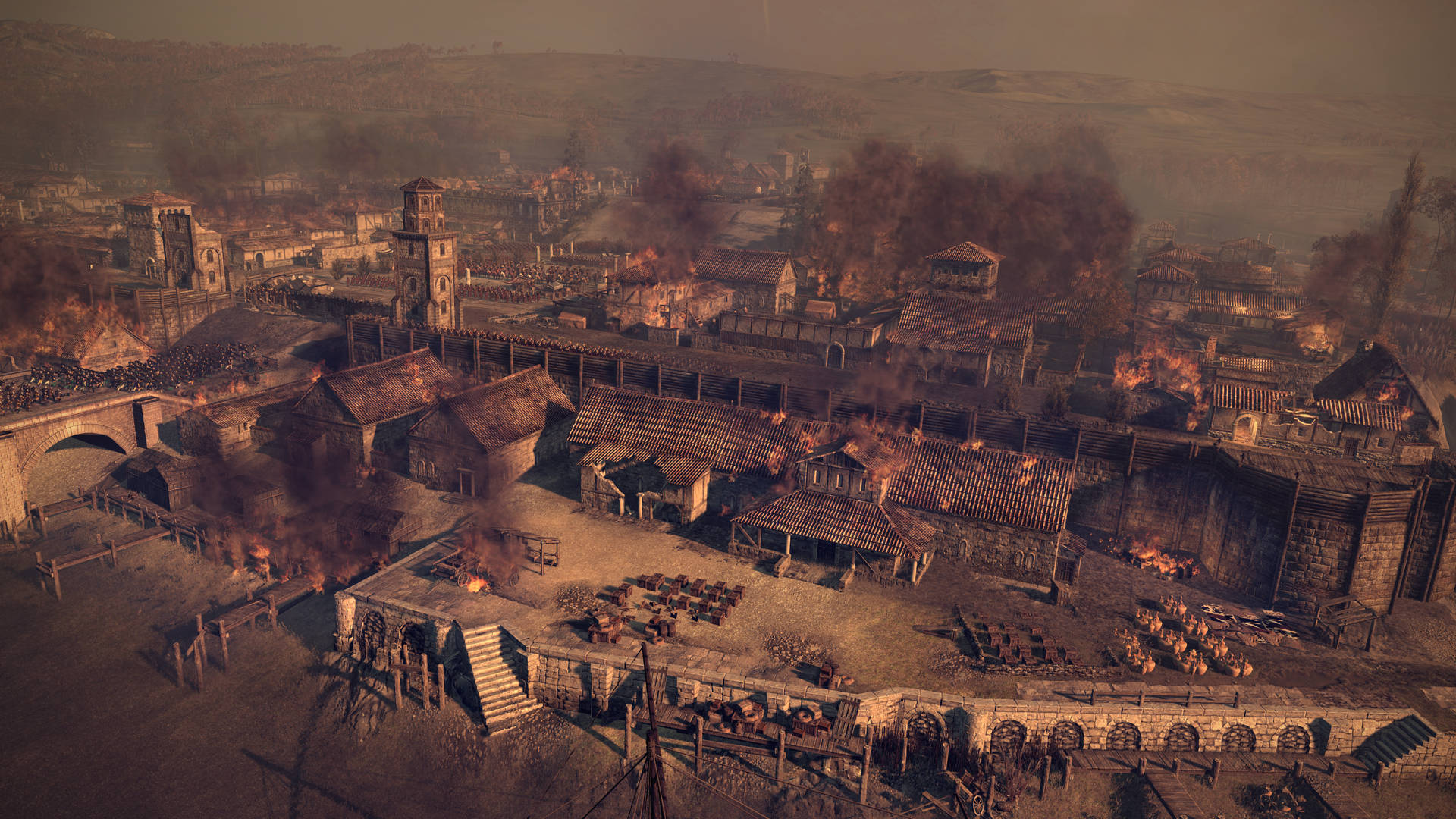 Total War Attila Burning Village Background