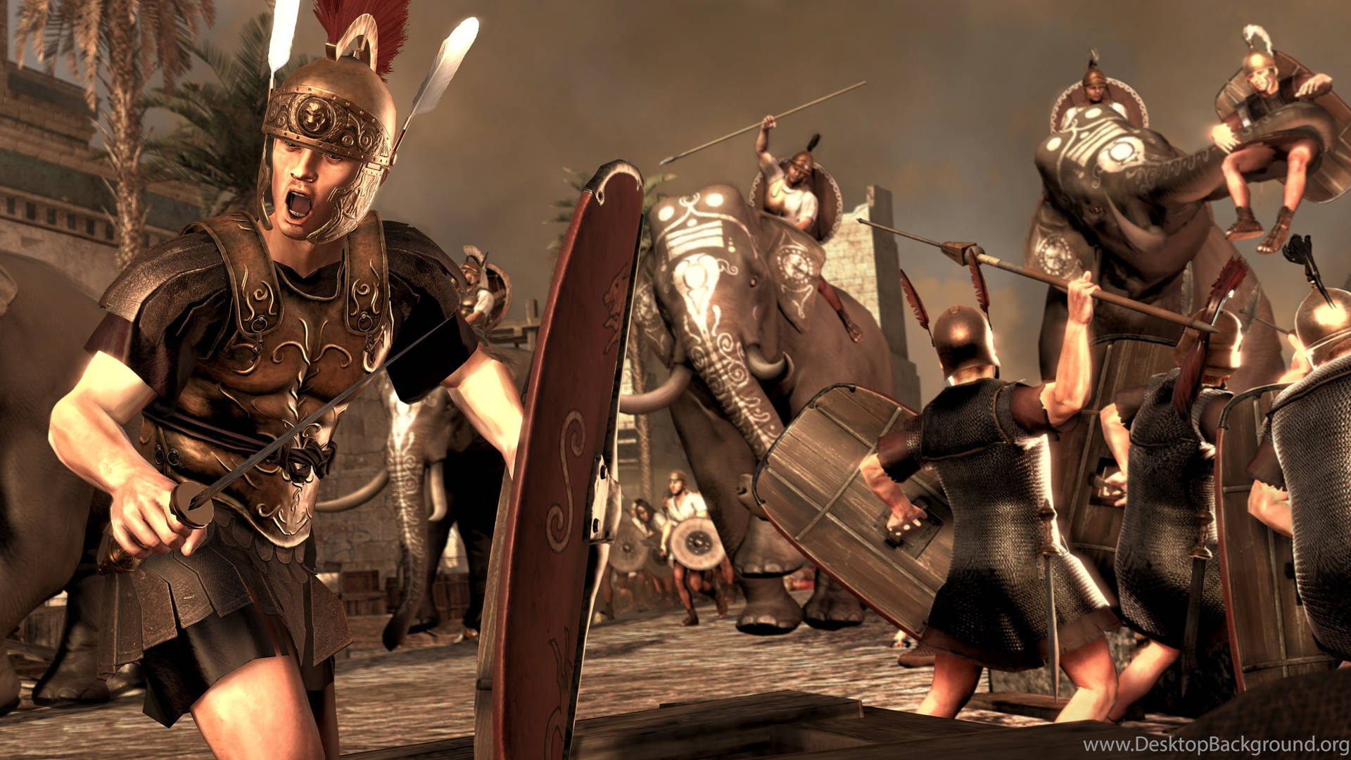 Total War Rome 2 Fighting With Elephants Background