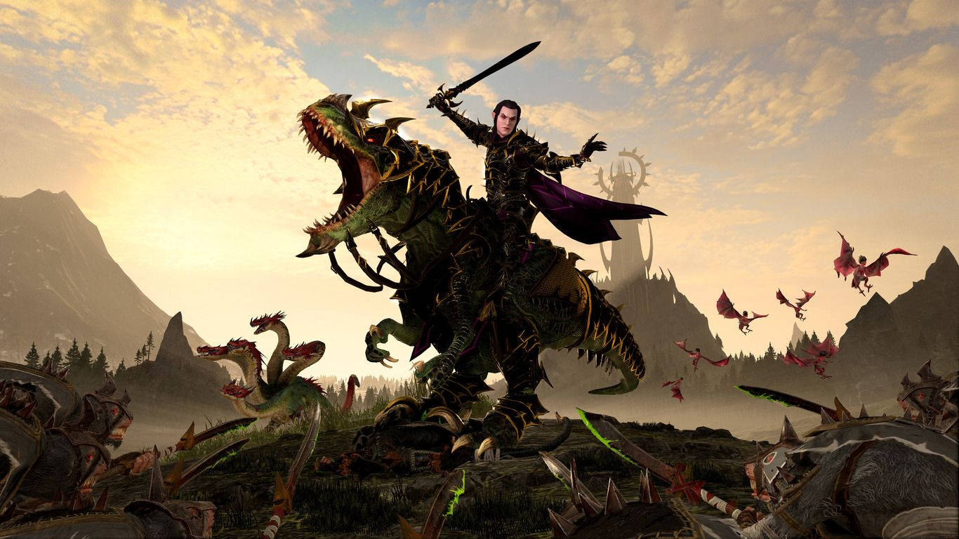 Total War Warhammer Elf Rides A Dinosaur