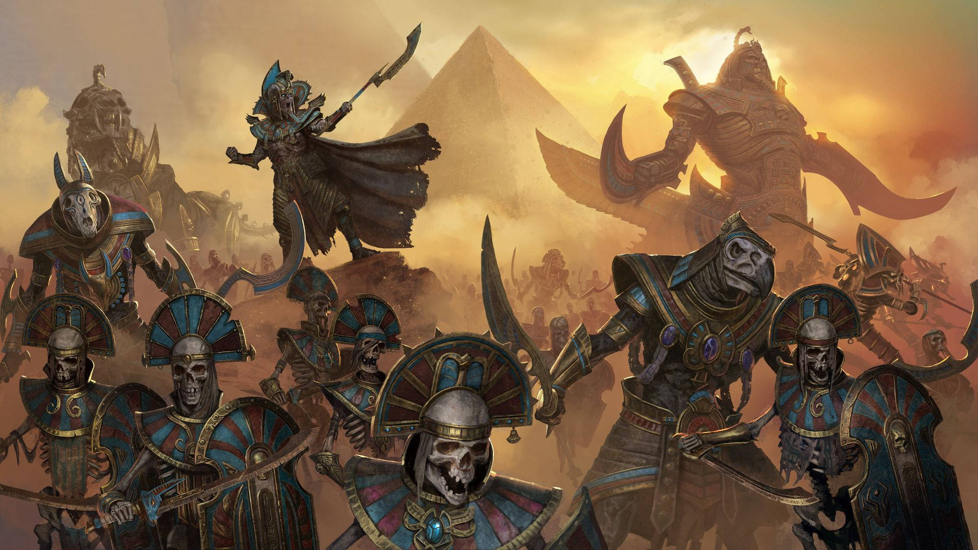 Total War Warhammer Undead Army Marches From Pyramid Background