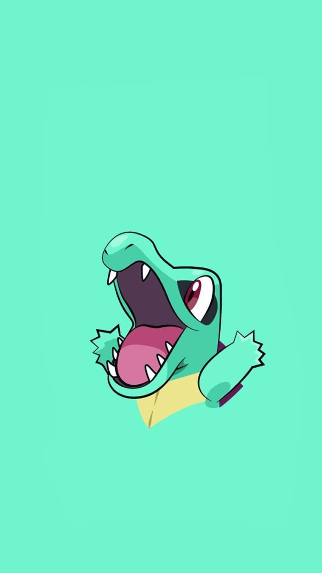 Totodile In Bright Teal Background Background