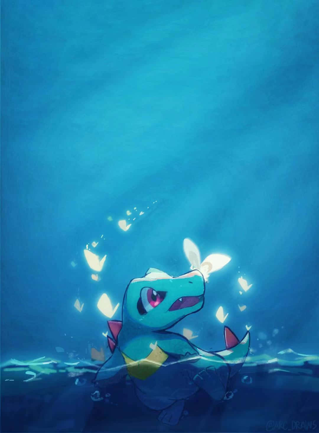 Totodile With Glowing Butterflies
