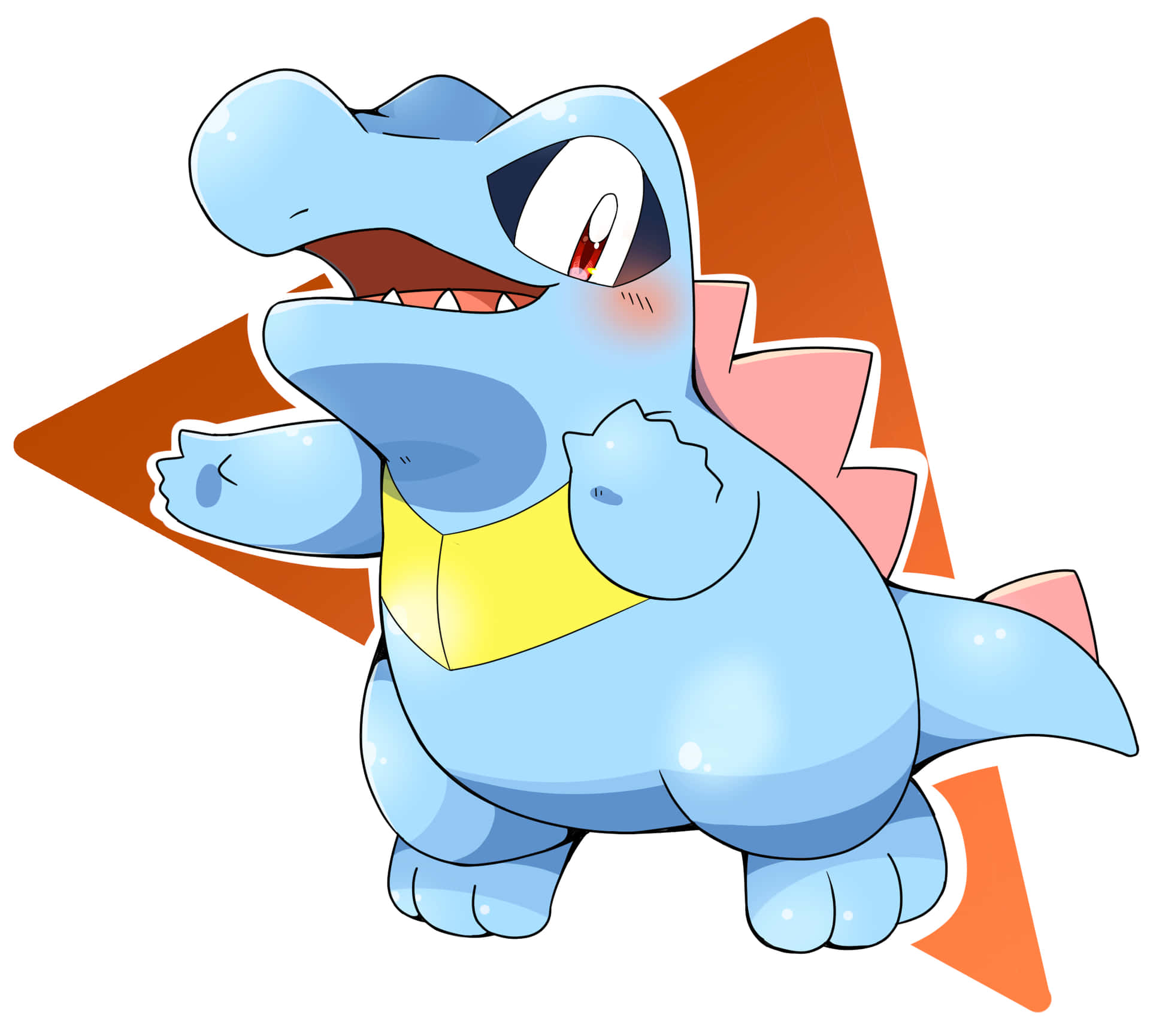 Totodile With Orange Triangle Graphic Background