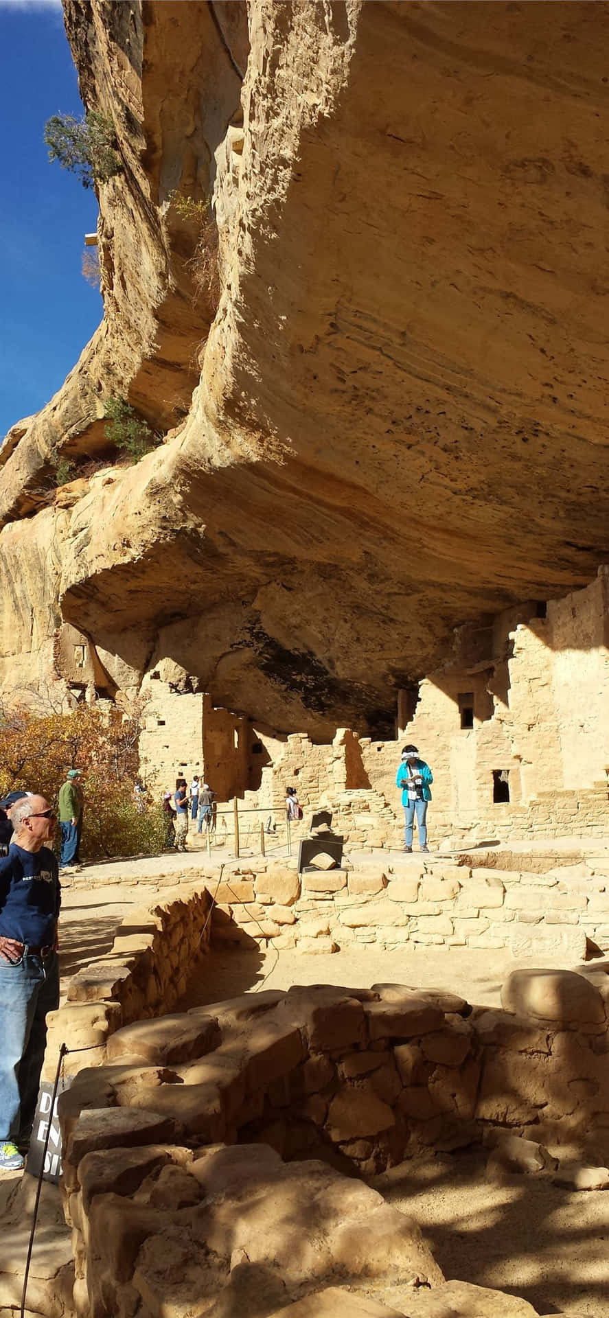 Tourist Exploring Mesa Verde National Park Background