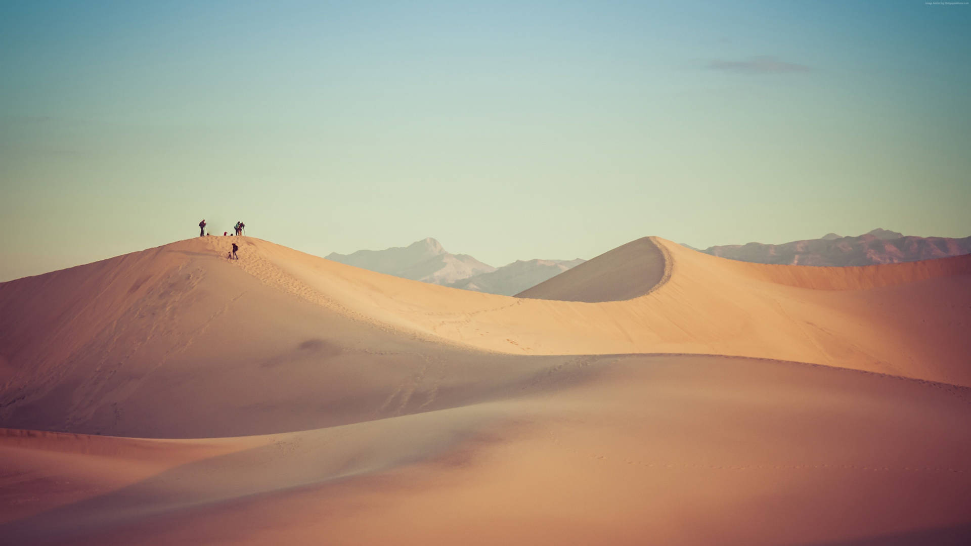 Tourist On Desert Background