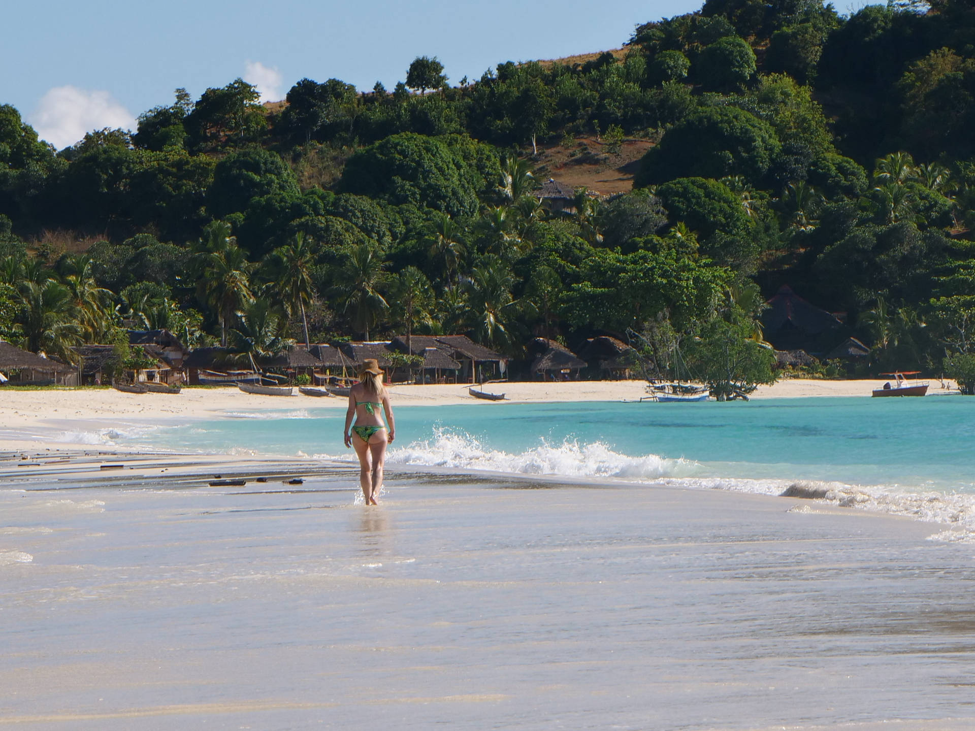 Tourist On Madagascar Beach Background