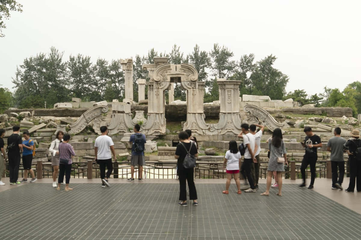 Tourists Gathered At Summer Palace Background