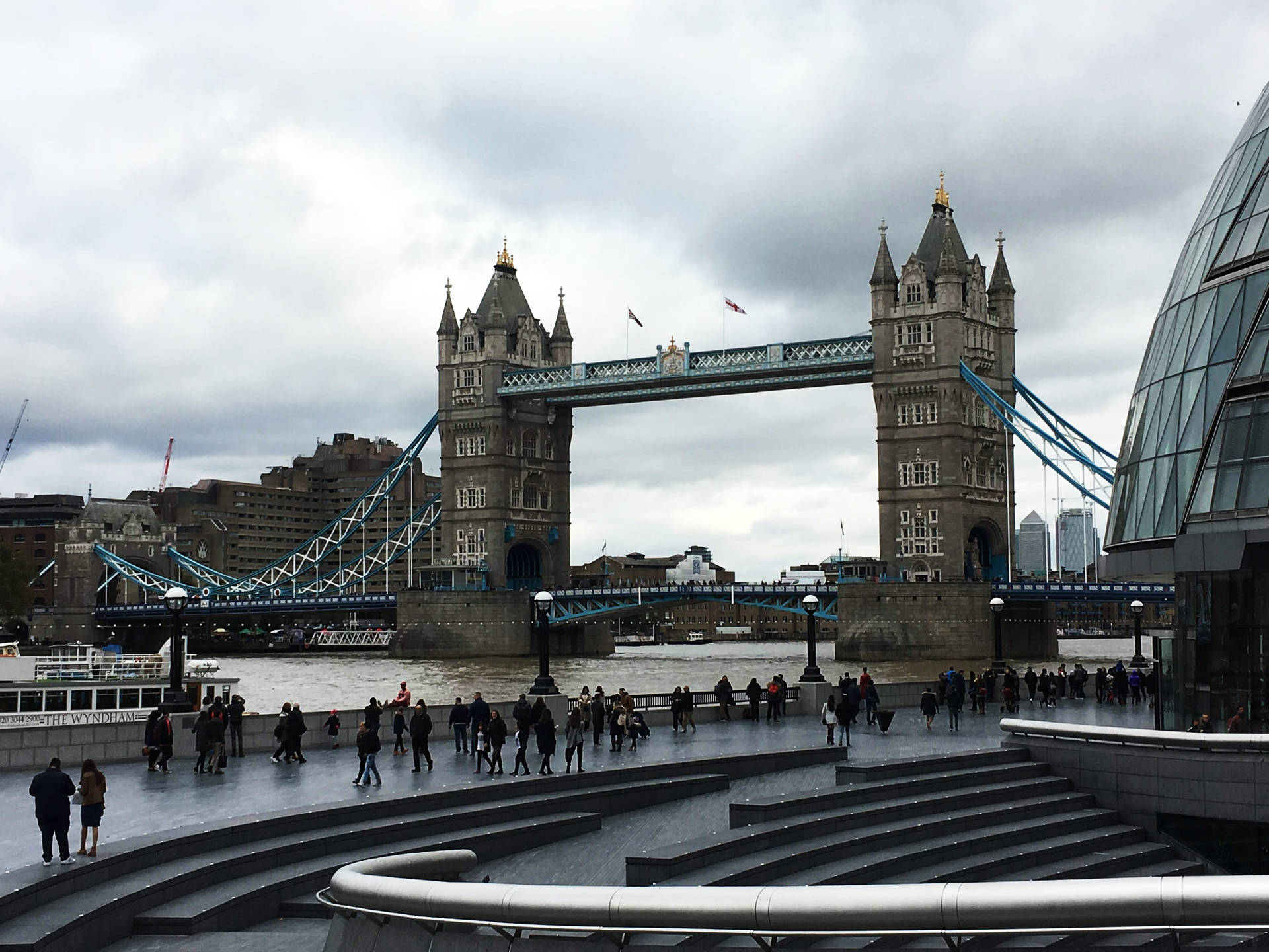 Tourists In Tower Bridge London