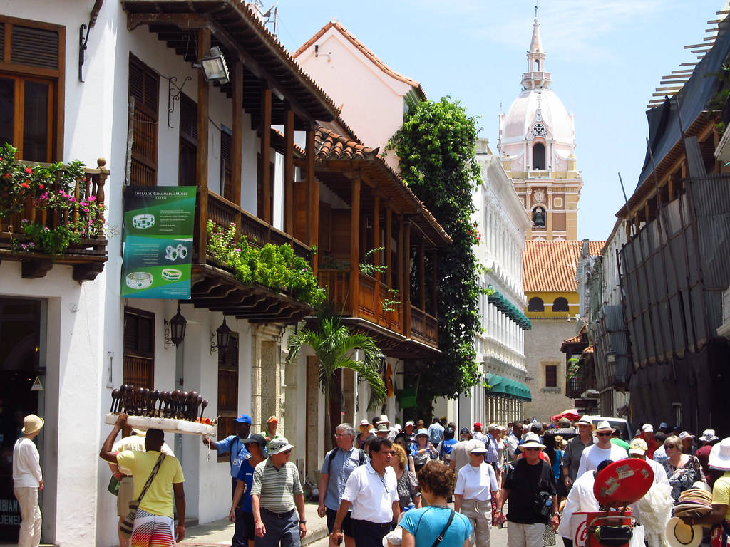 Tourists On The Streets Of Cartagena