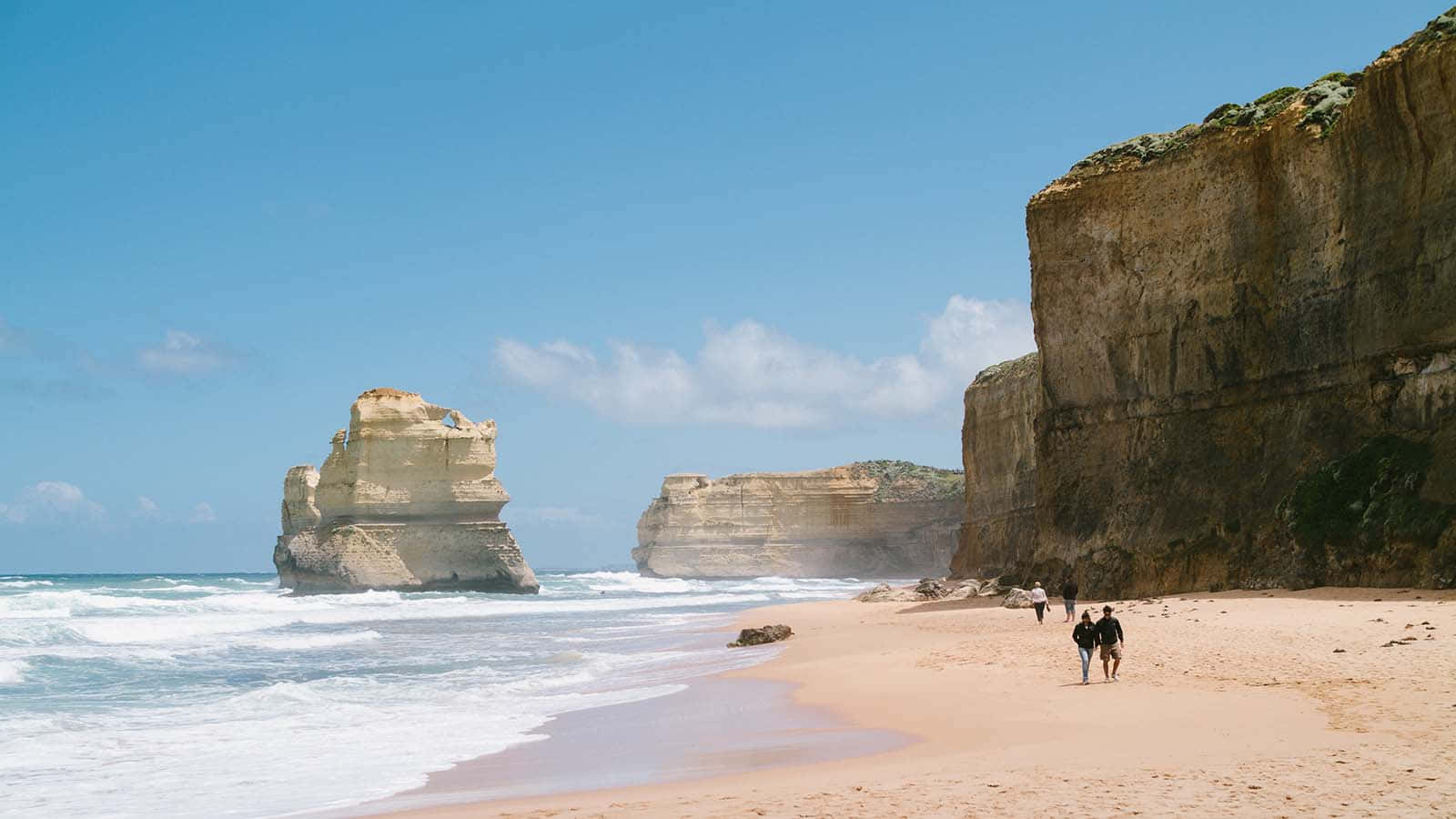 Tourists On Twelve Apostles Australia Background