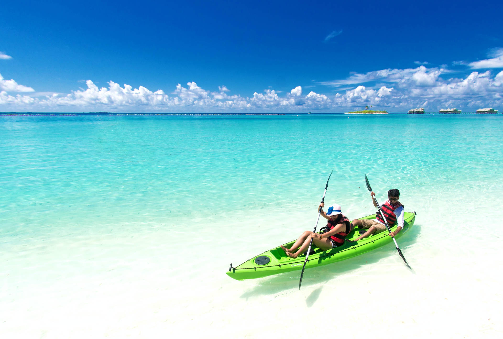 Tourists Tropical Kayaking Background