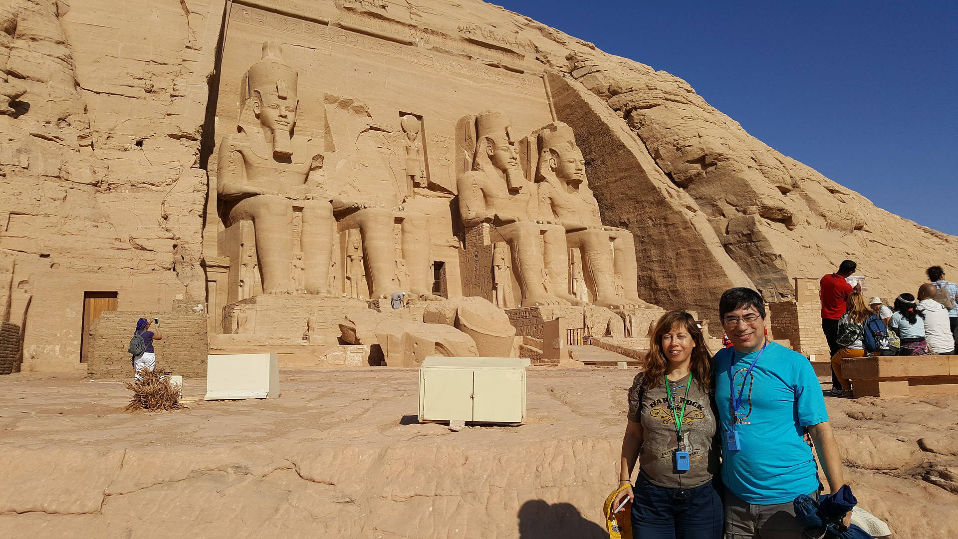 Tourists Visiting The Temple In Abu Simbel Background