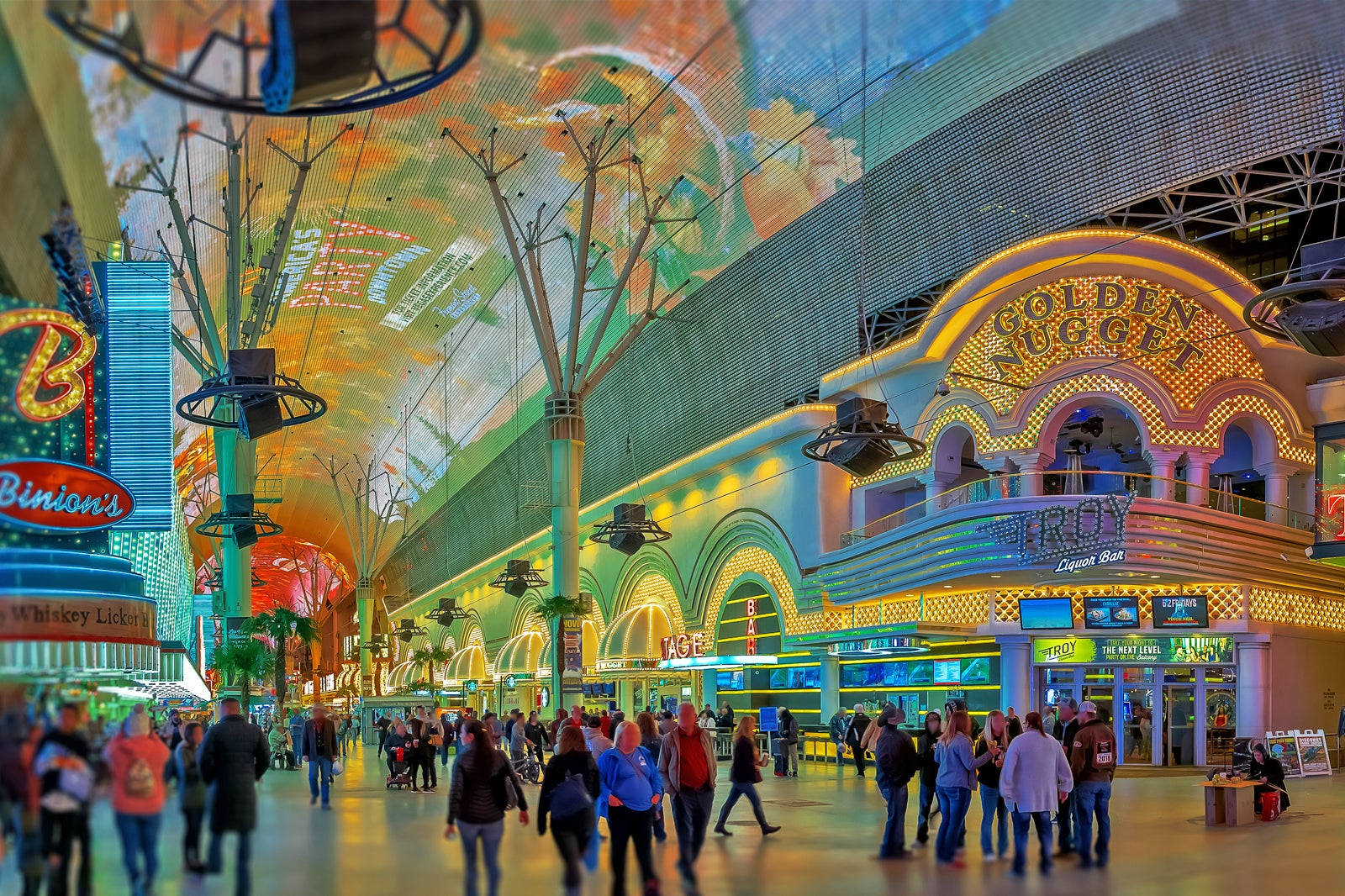 Tourists Walking Around Fremont Street