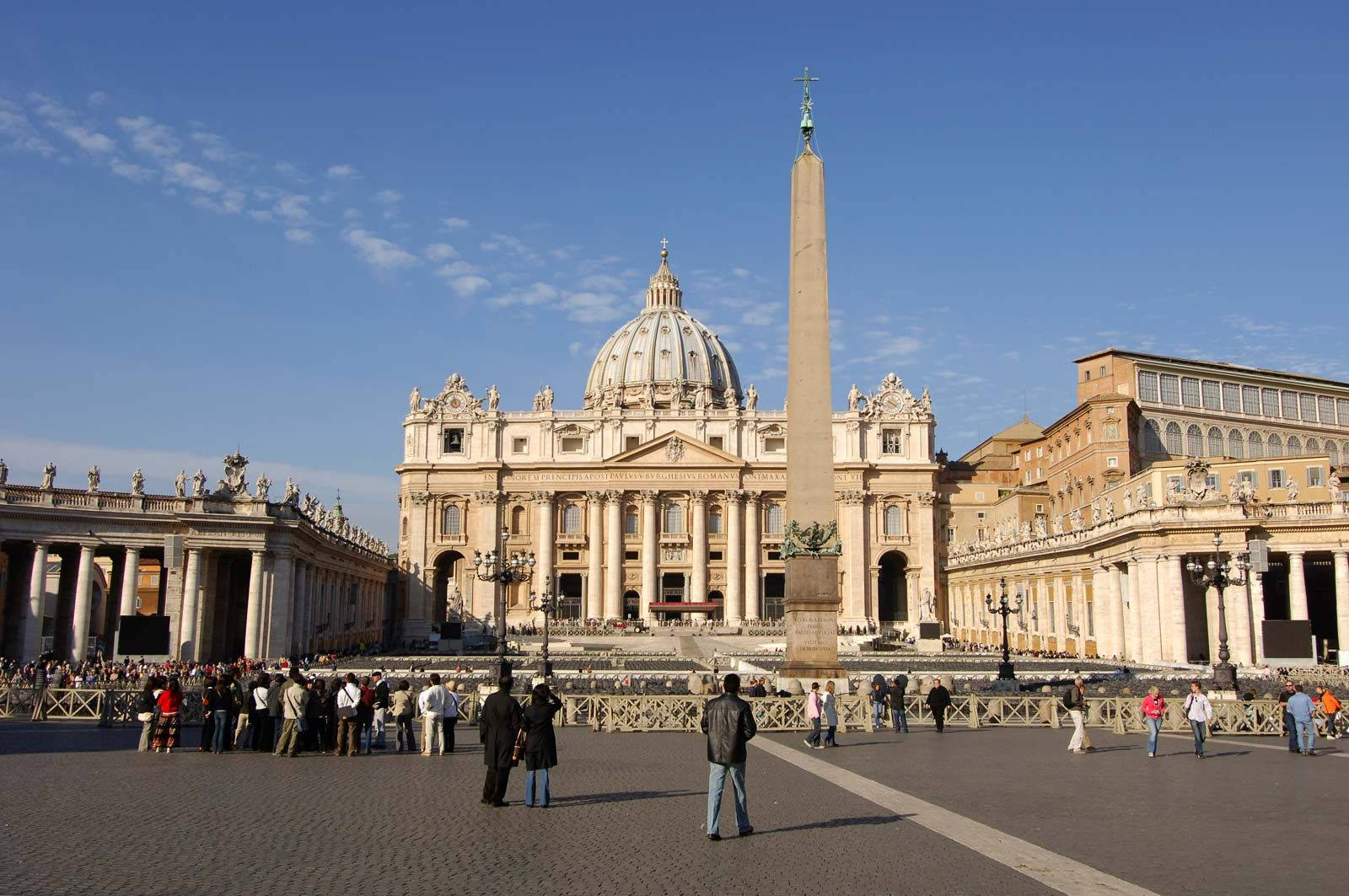 Tourists Walking In Vatican City Background