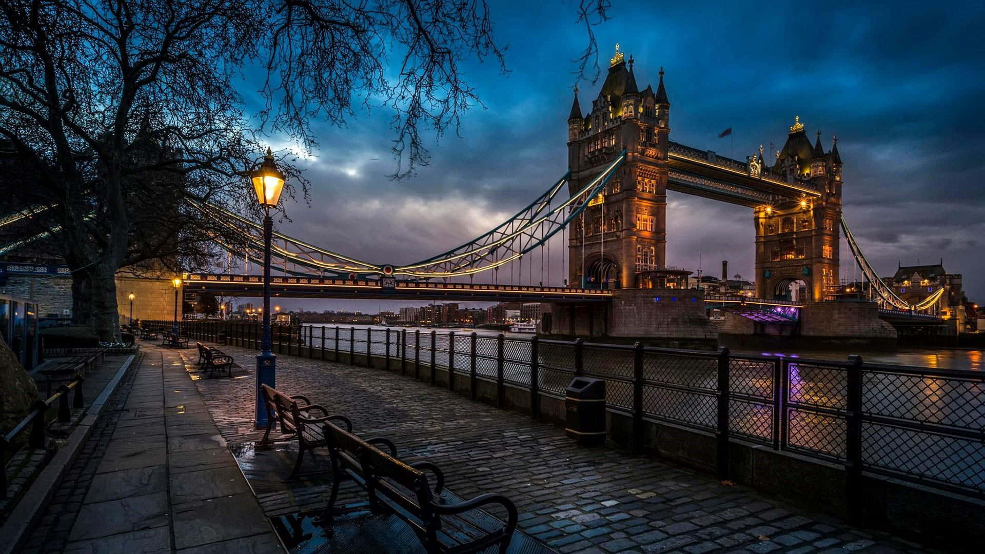 Tower Bridge Under Evening Sky Background