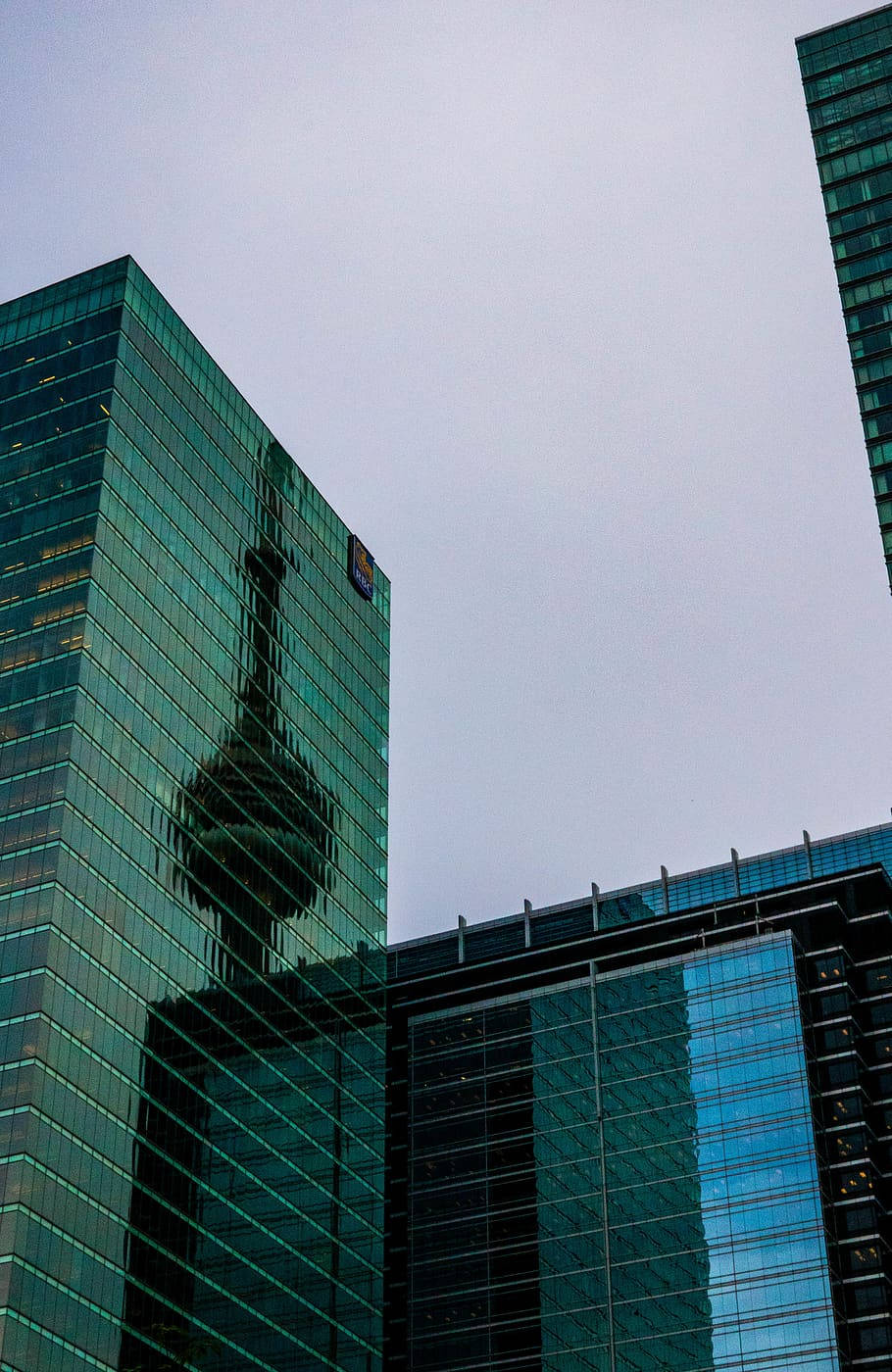 Tower Building Reflection Tonal Contrast Background