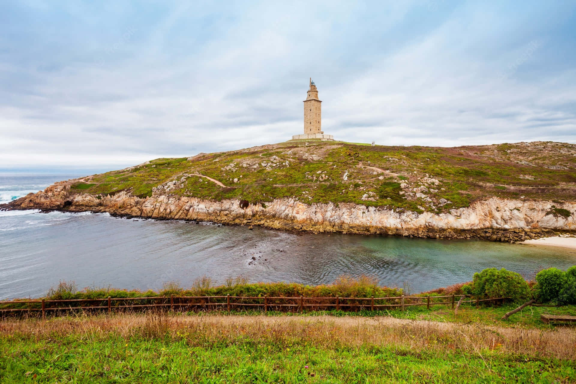 Tower Of Hercules And Landscape Background