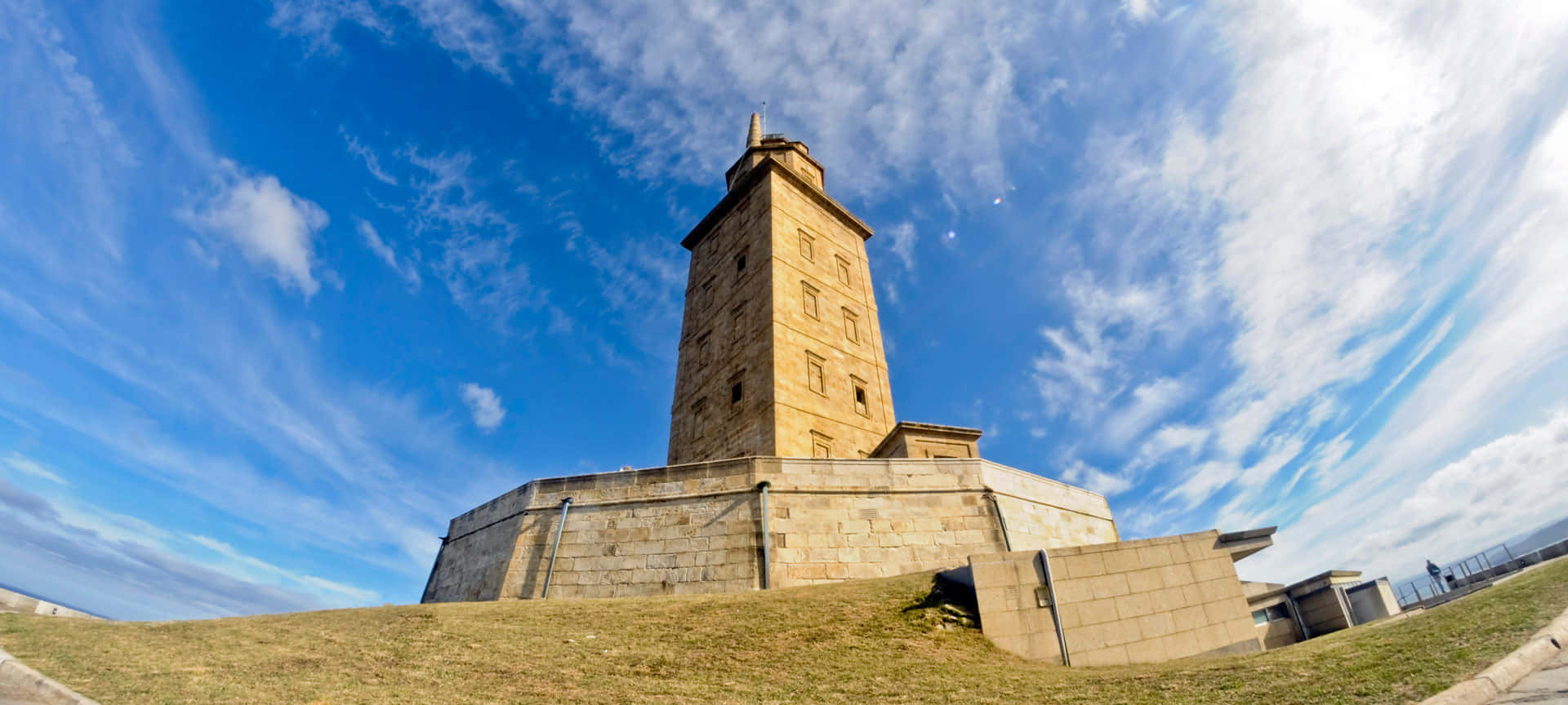 Tower Of Hercules Beneath Blue Sky Wide Desktop Background