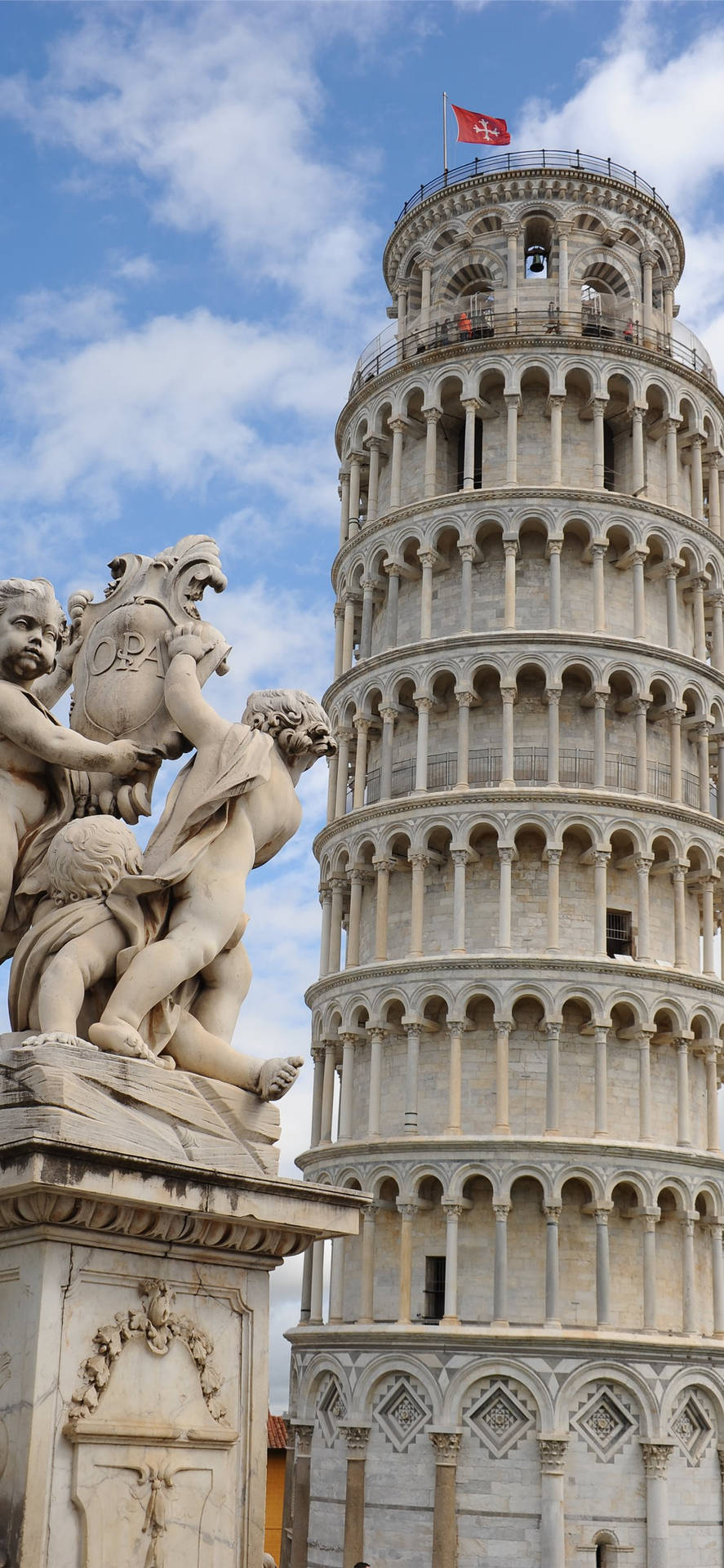 Tower Of Pisa And Statue Background