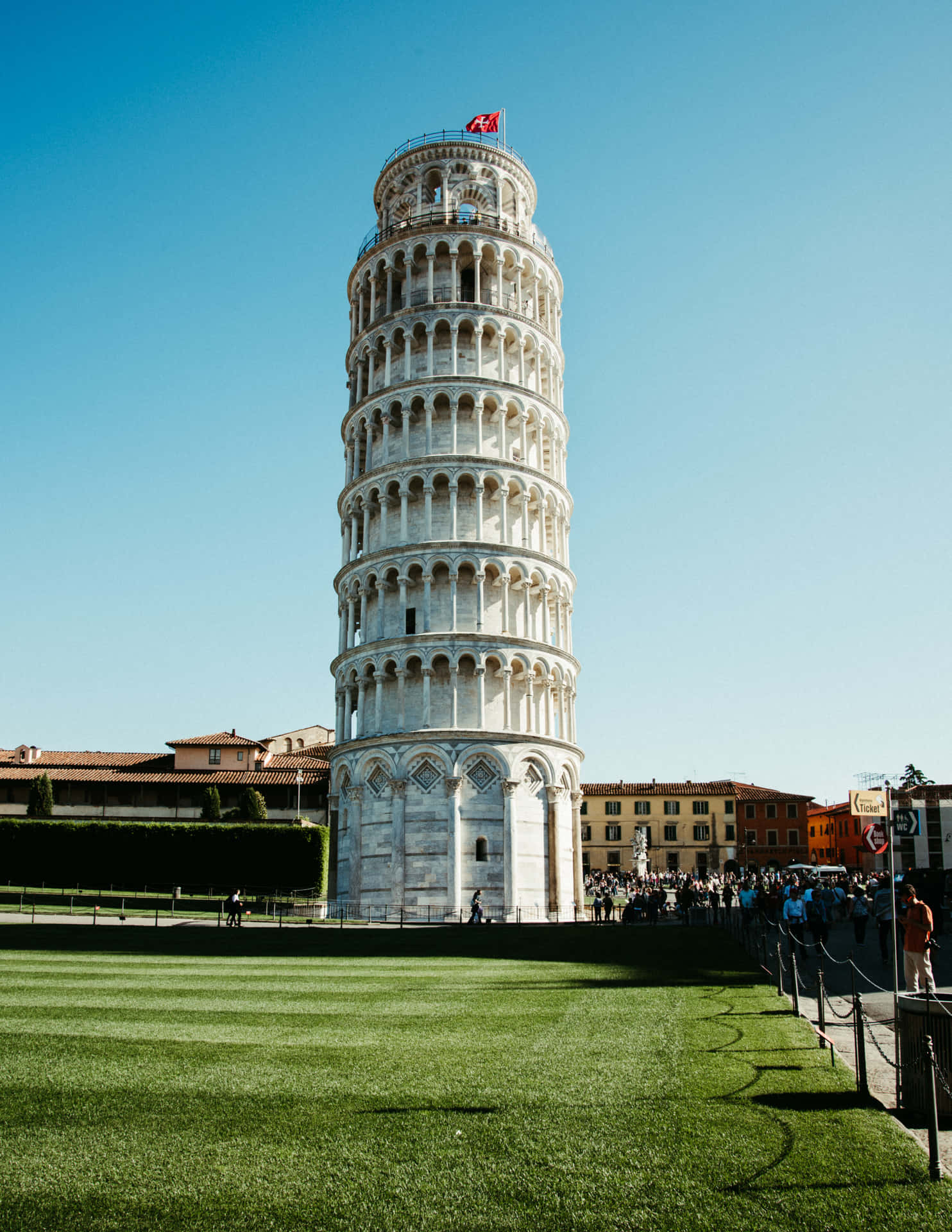 Tower Of Pisa From Inside Piazza Del Duomo