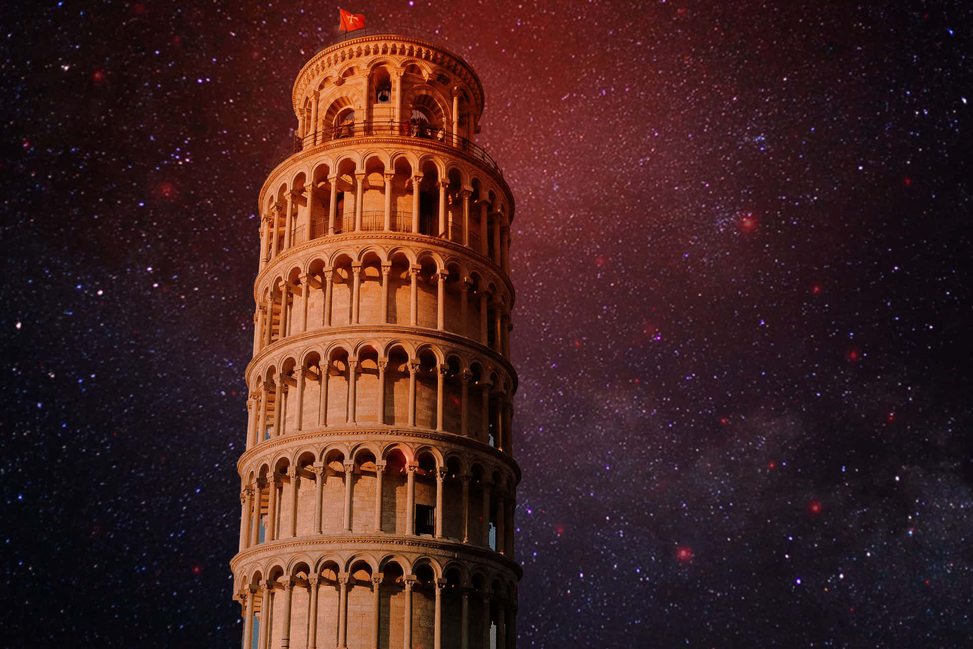 Tower Of Pisa Galaxy Aesthetic Background