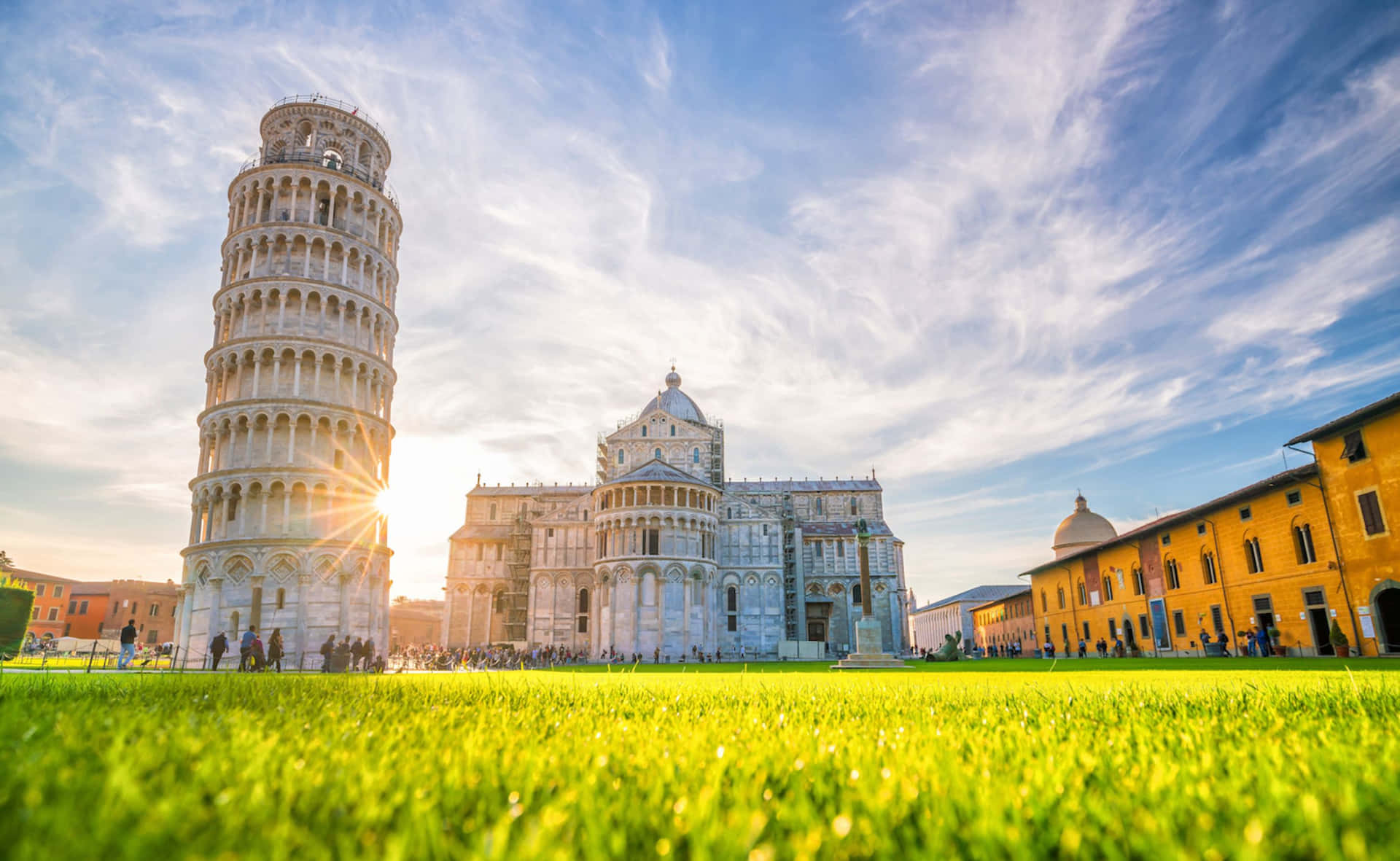 Tower Of Pisa Sunburst Photography Background