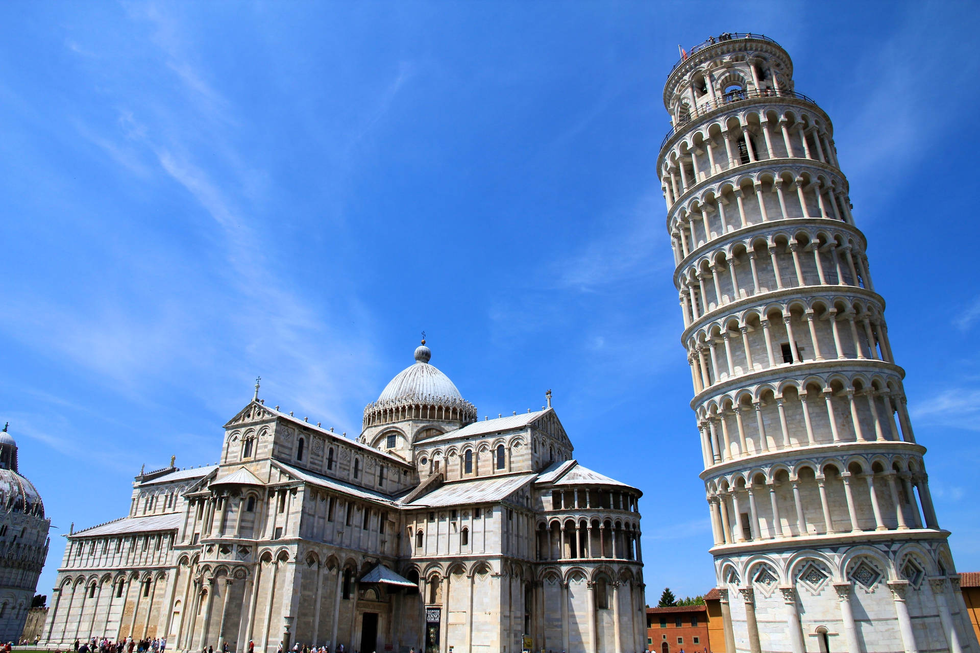 Tower Of Pisa With The Cathedral Background