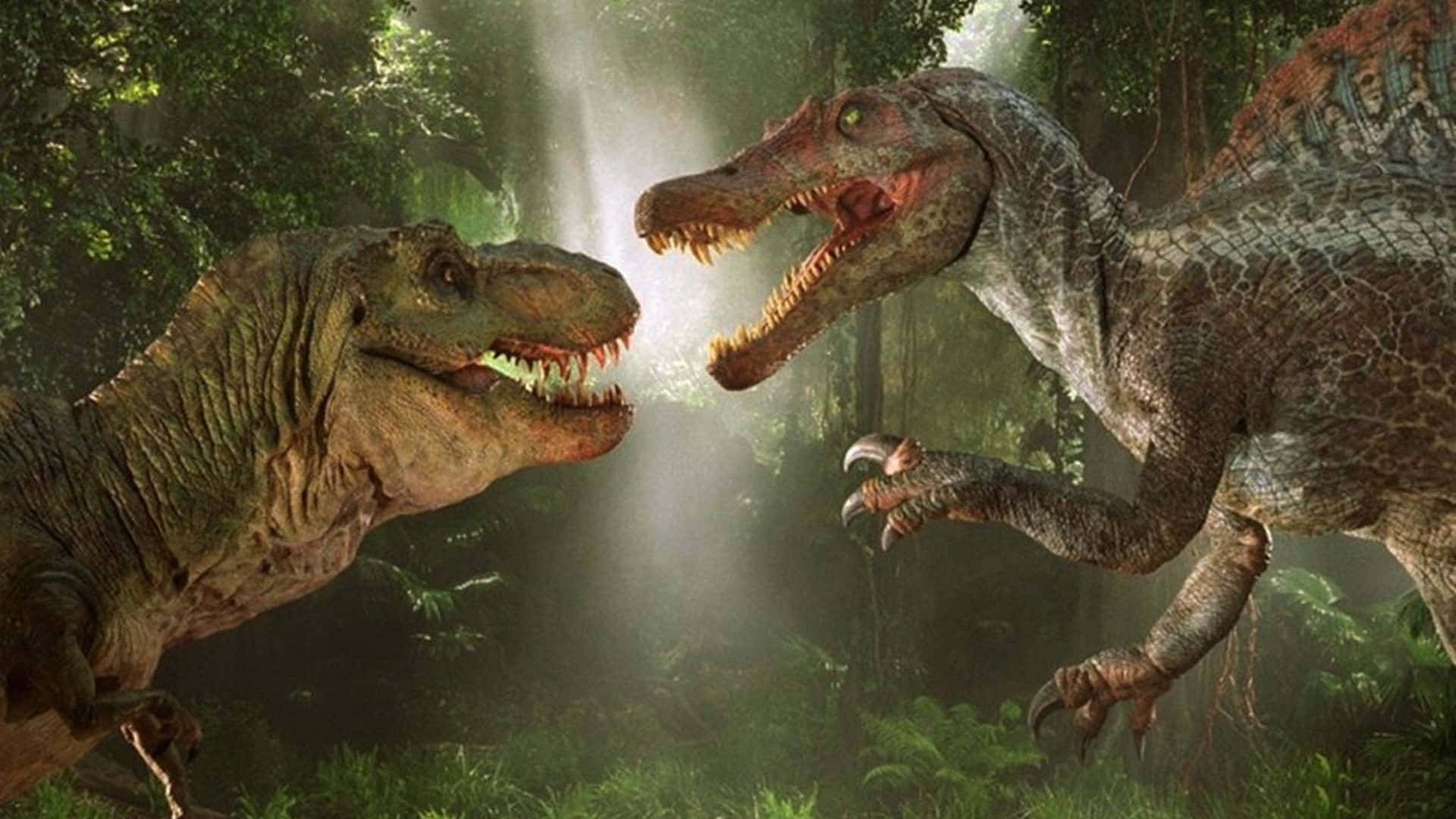 Towering Black Dinosaur Awaits Background