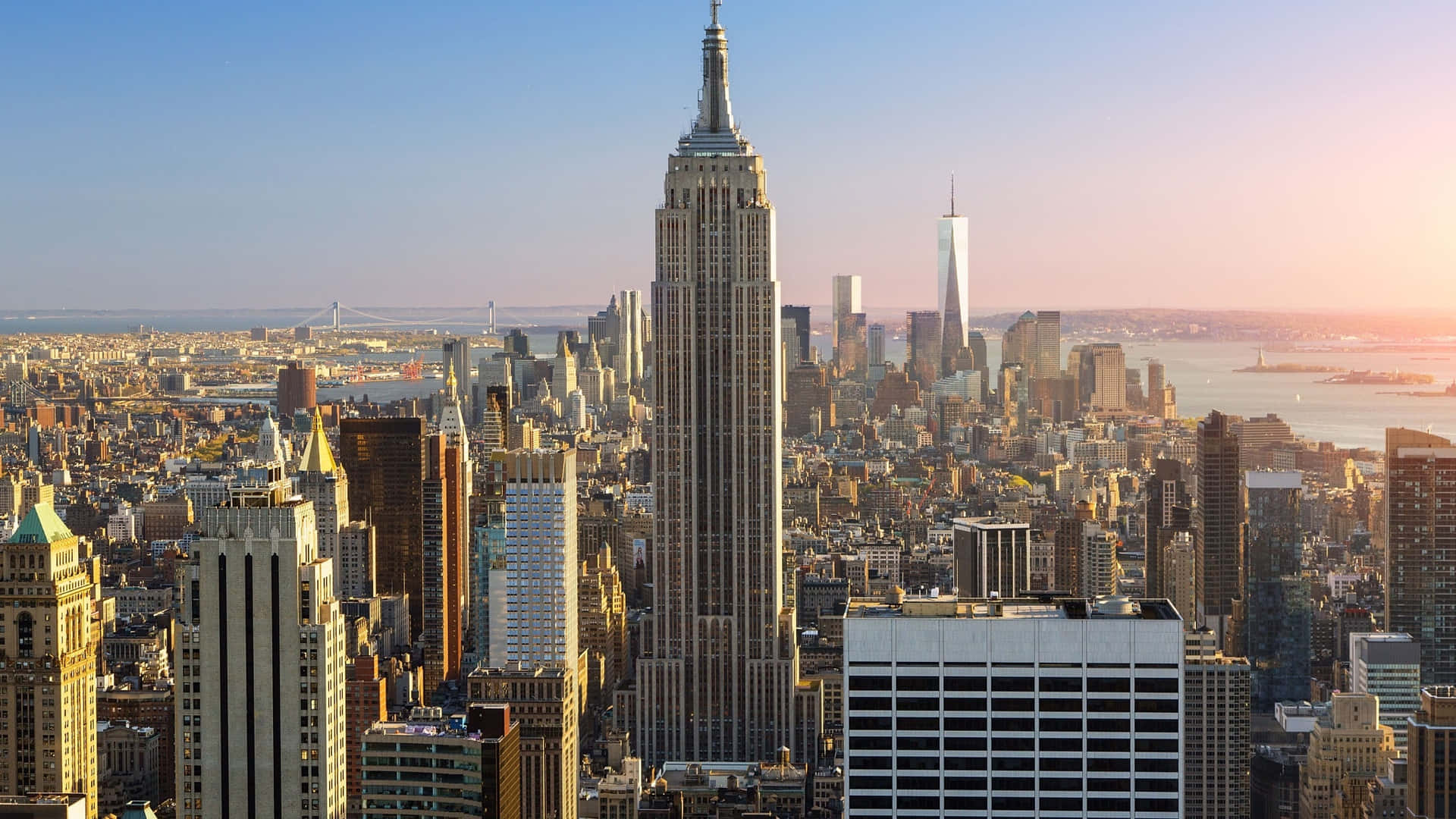 Towering Buildings New York City Landscape Background