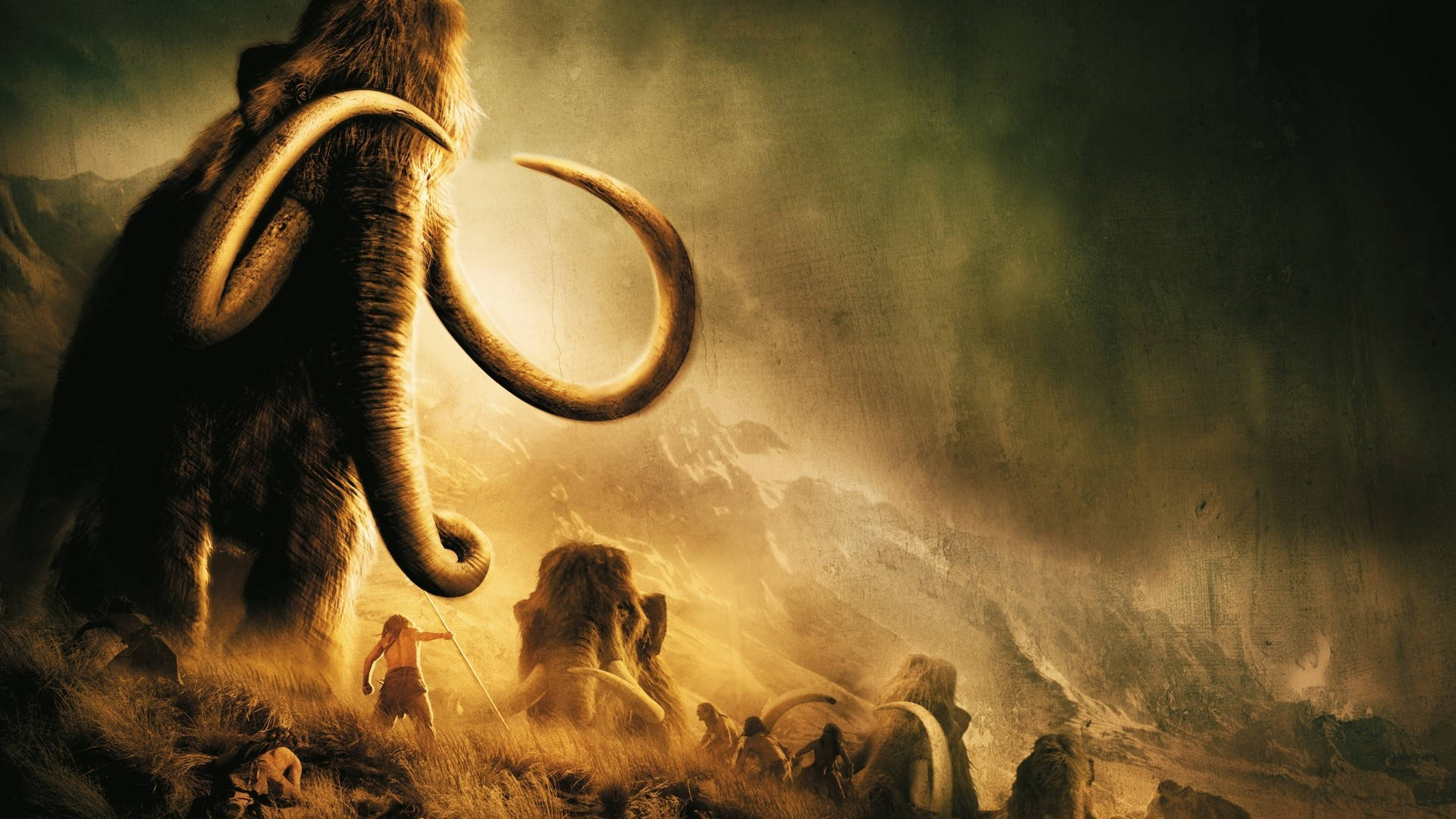 Towering Mammoth Vs Men Background