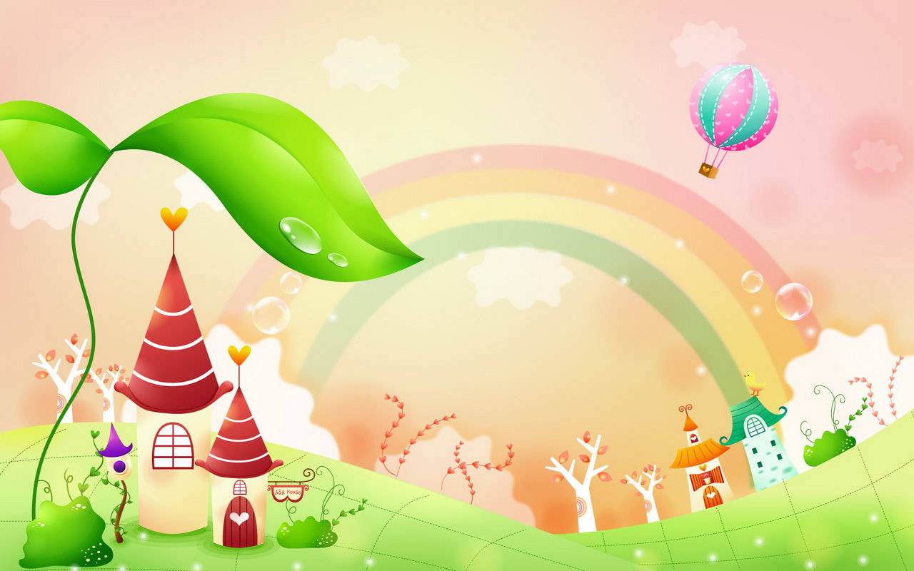 Town And Rainbow Clipart Background