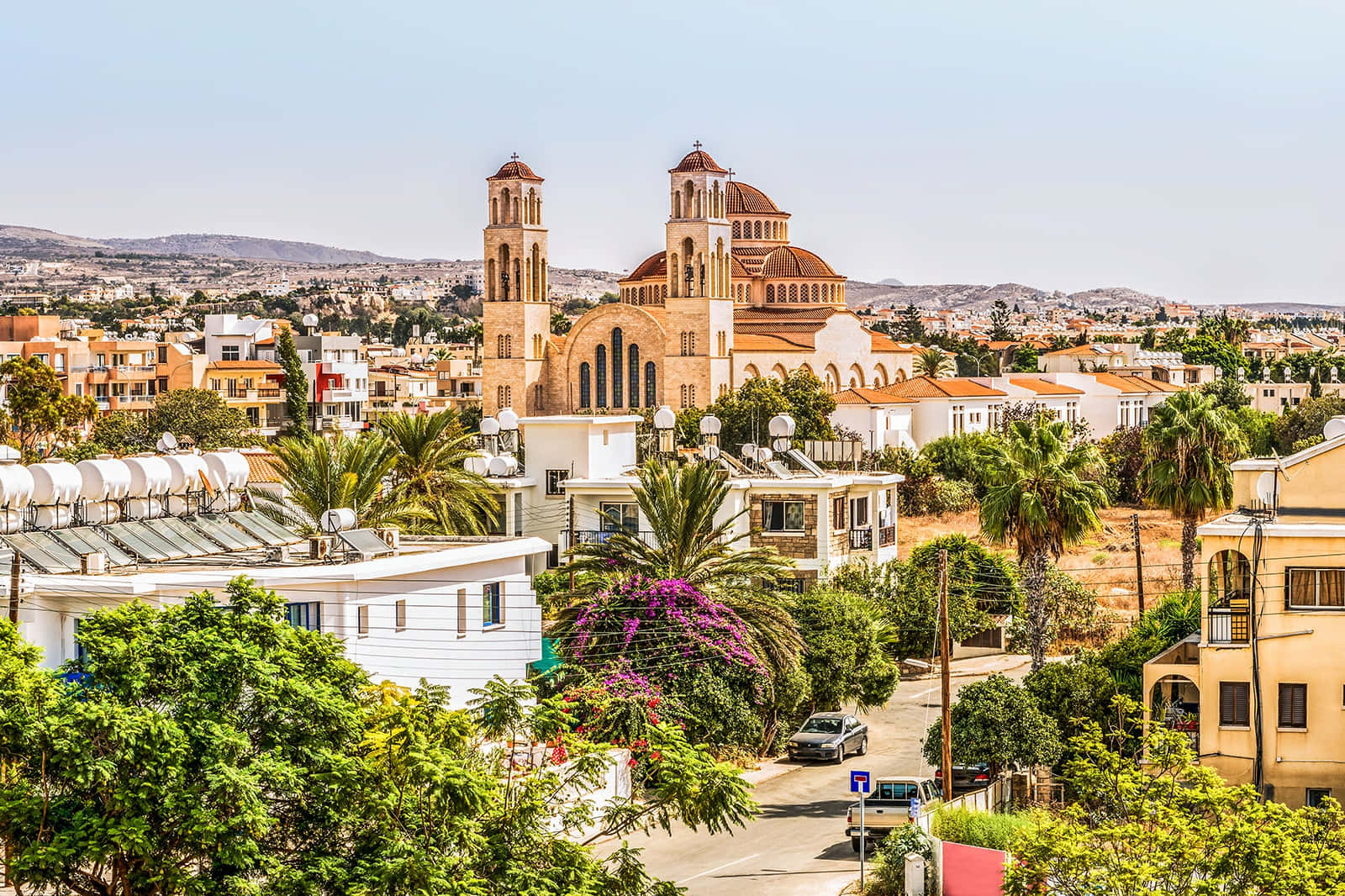 Town View Of Paphos Background