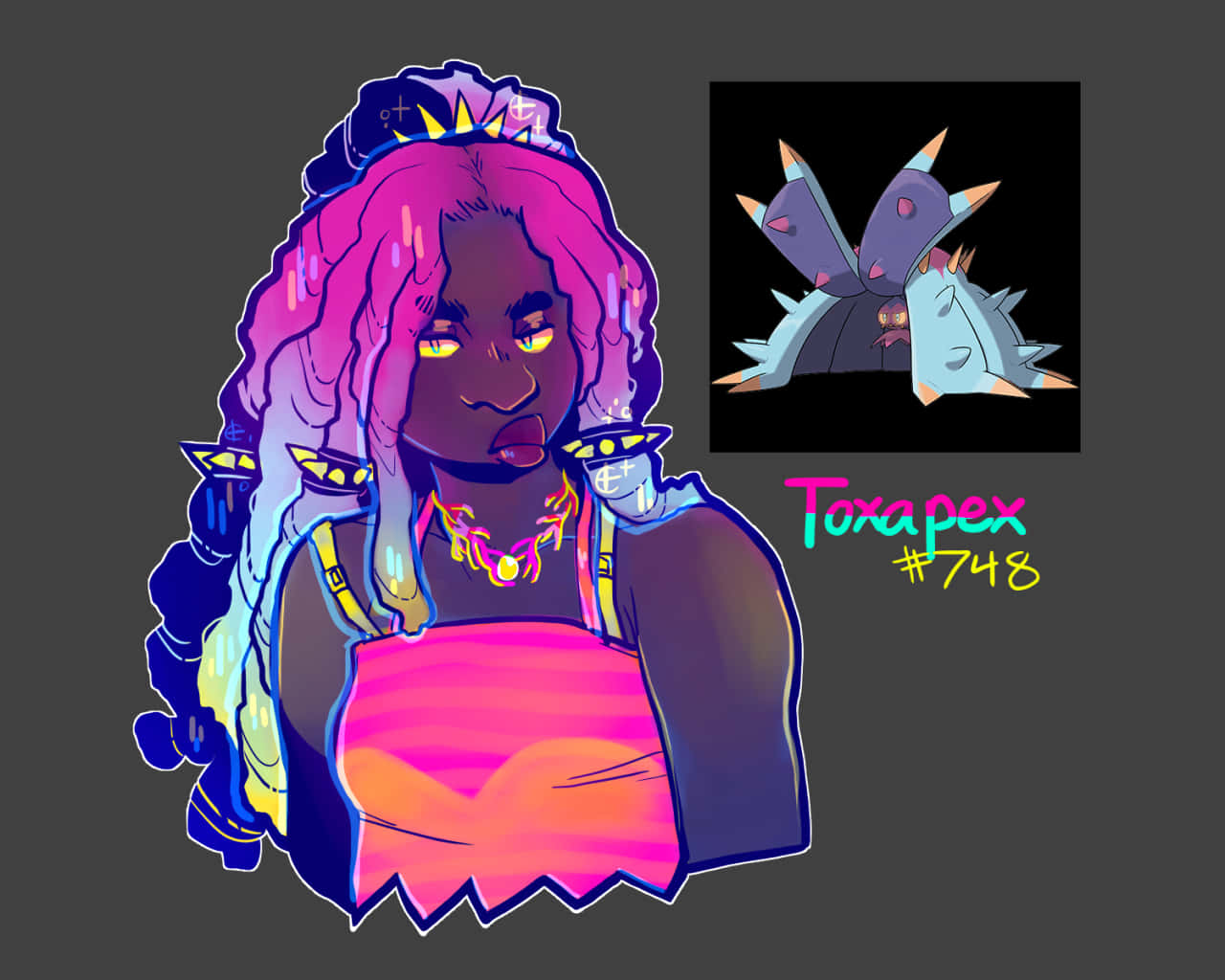 Toxapex As A Beautiful Dark-skinned Woman Background