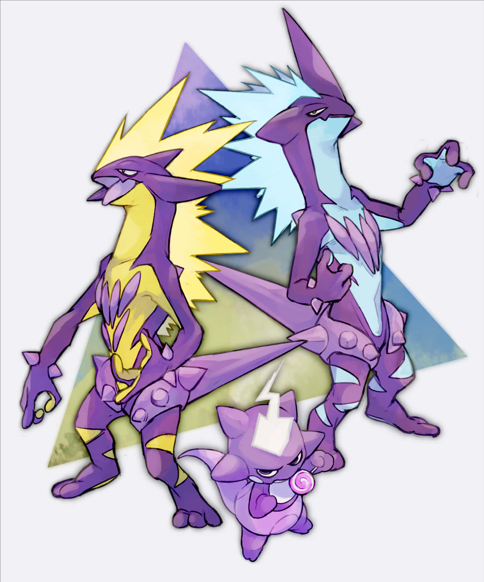 Toxel And Toxtricity With A Gray Backdrop Background