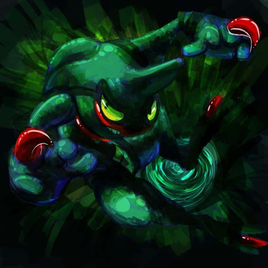 Toxicroak Pokemon Green Abstract Illustration Background