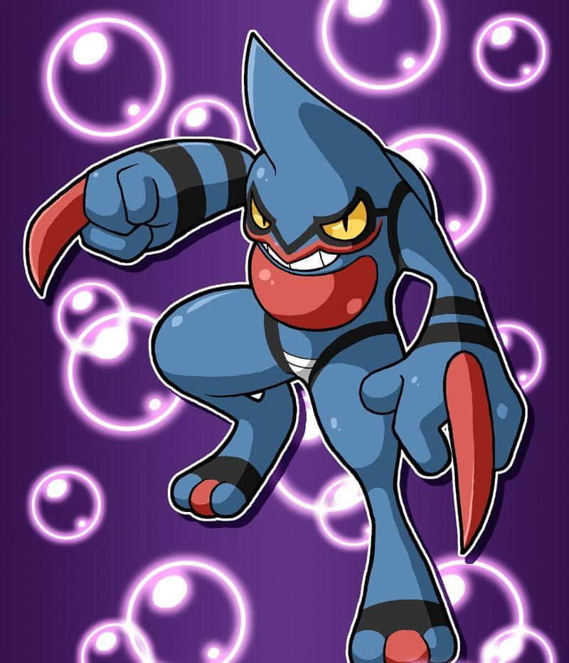 Toxicroak With Bubbly Purple Background Background