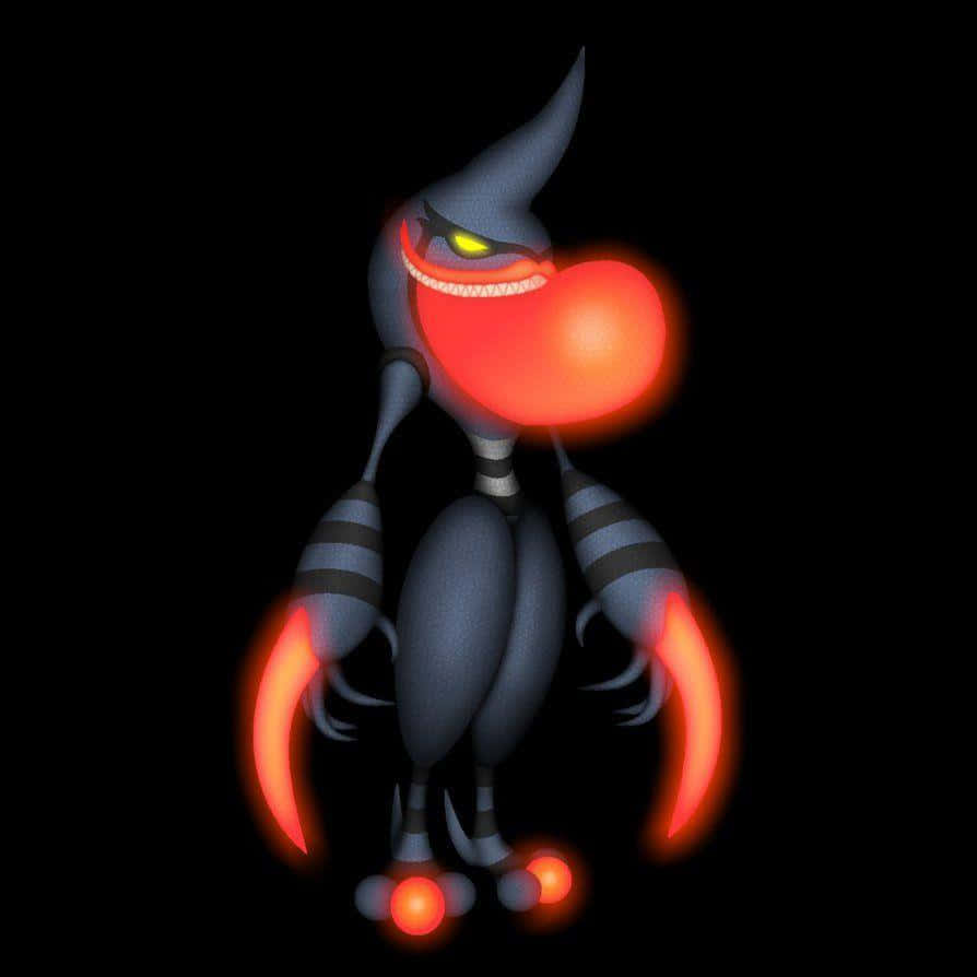 Toxicroak With Glowing Red Body Parts Background