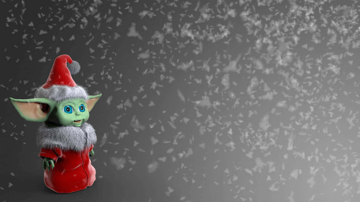 Toy Baby Yoda Christmas Desktop Background