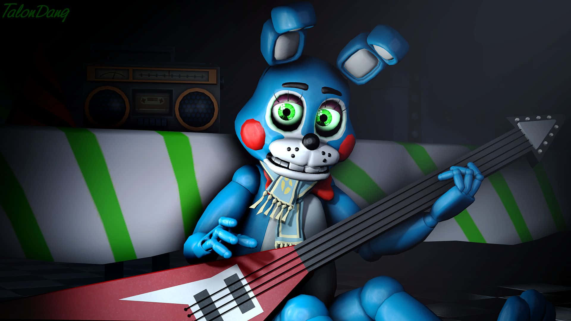 Toy Bonnie Holding Guitar Background