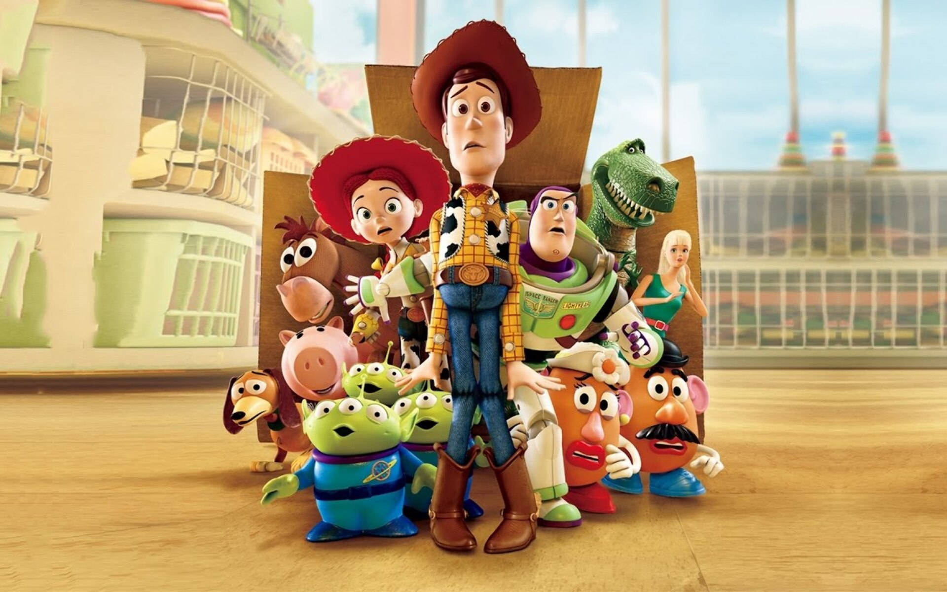 Toy Story 2 Characters In A Box Background
