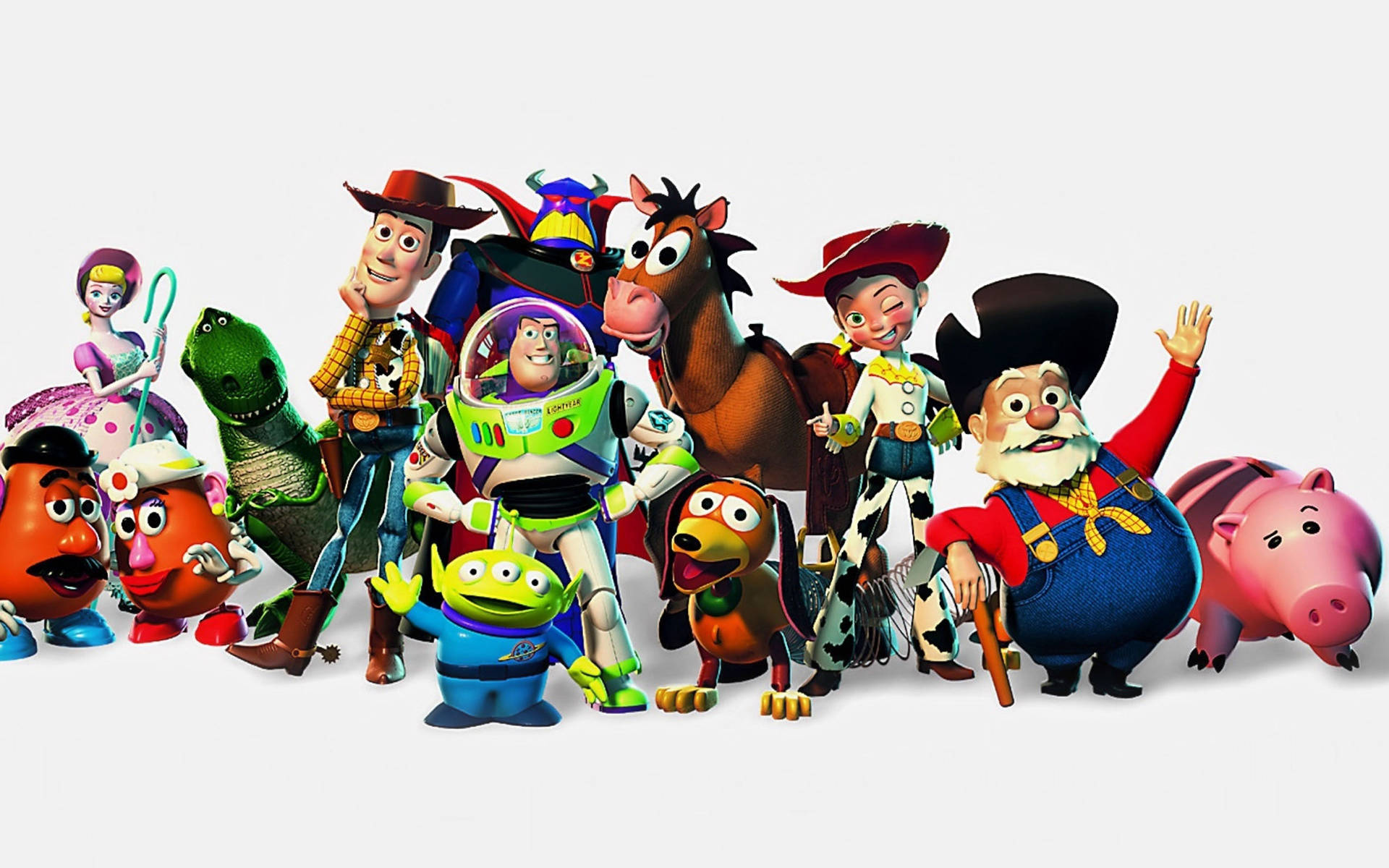 Toy Story 2 Full Cast White Background